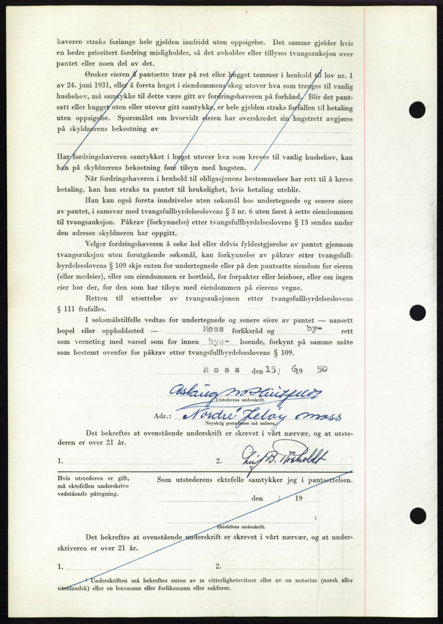 Moss sorenskriveri, AV/SAO-A-10168: Mortgage book no. B24, 1950-1950, Diary no: : 2119/1950