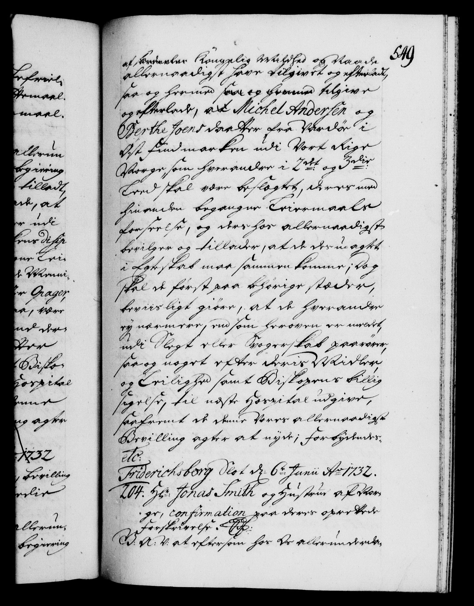 Danske Kanselli 1572-1799, AV/RA-EA-3023/F/Fc/Fca/Fcaa/L0027: Norske registre, 1730-1732, p. 549a