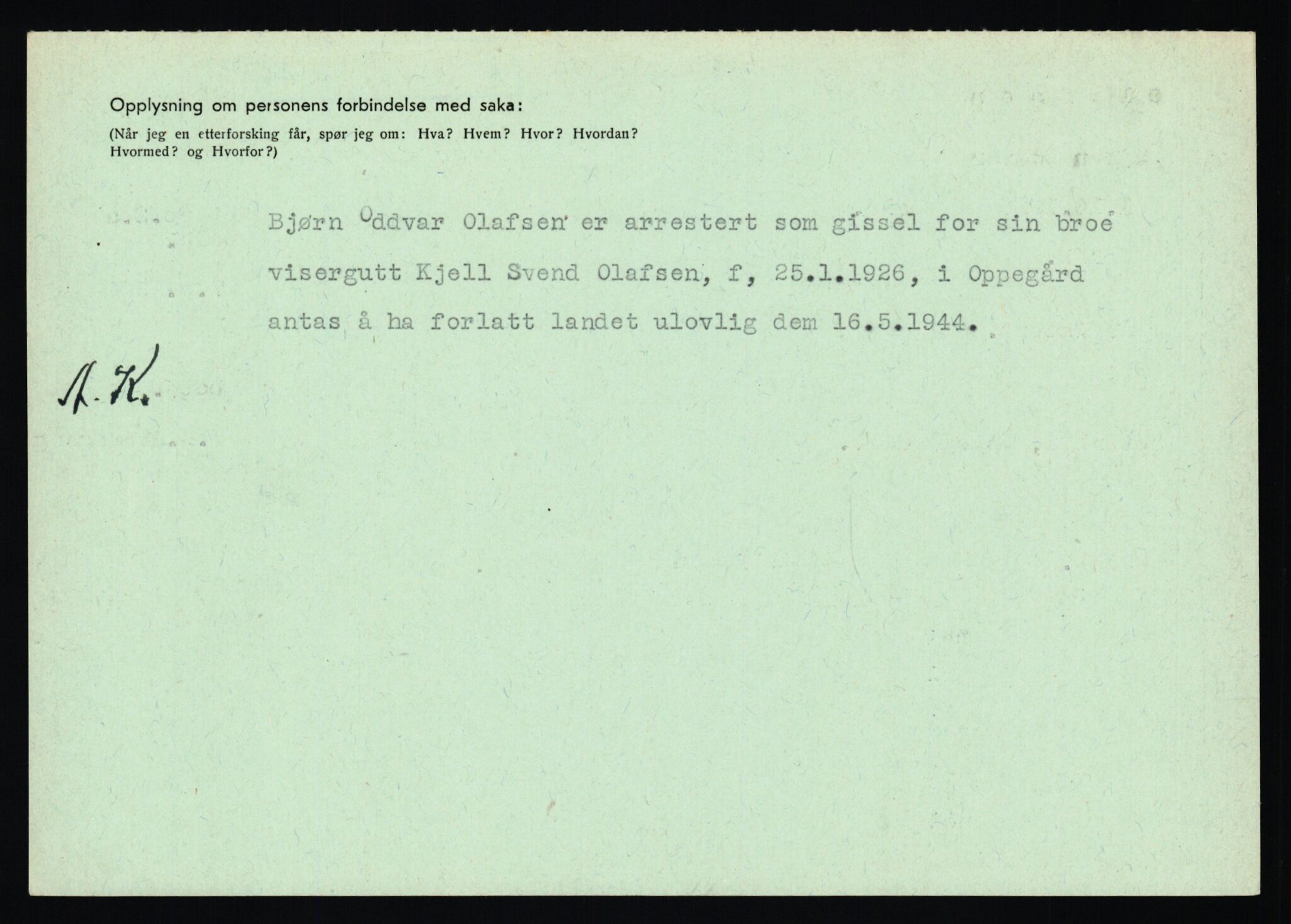 Statspolitiet - Hovedkontoret / Osloavdelingen, AV/RA-S-1329/C/Ca/L0012: Oanæs - Quistgaard	, 1943-1945, p. 182