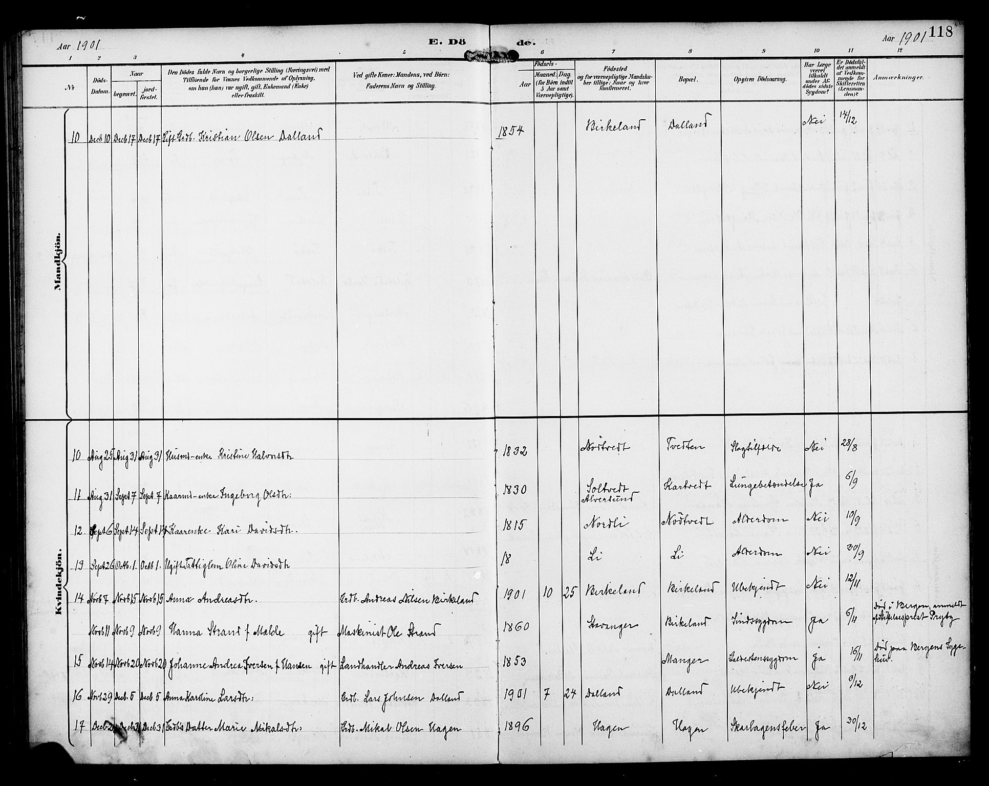 Manger sokneprestembete, AV/SAB-A-76801/H/Haa: Parish register (official) no. B 2, 1893-1906, p. 118