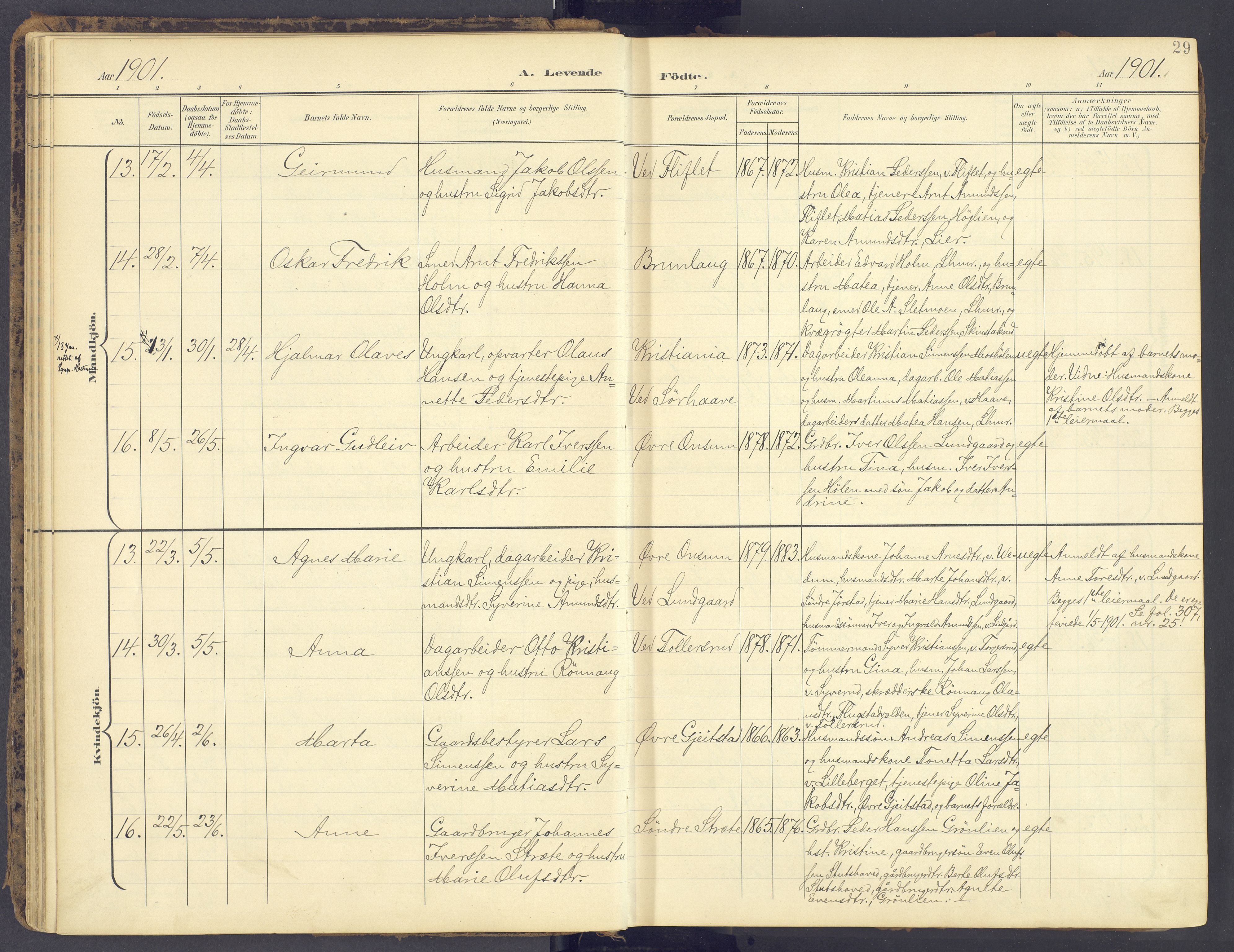 Fåberg prestekontor, AV/SAH-PREST-086/H/Ha/Haa/L0012: Parish register (official) no. 12, 1899-1915, p. 29