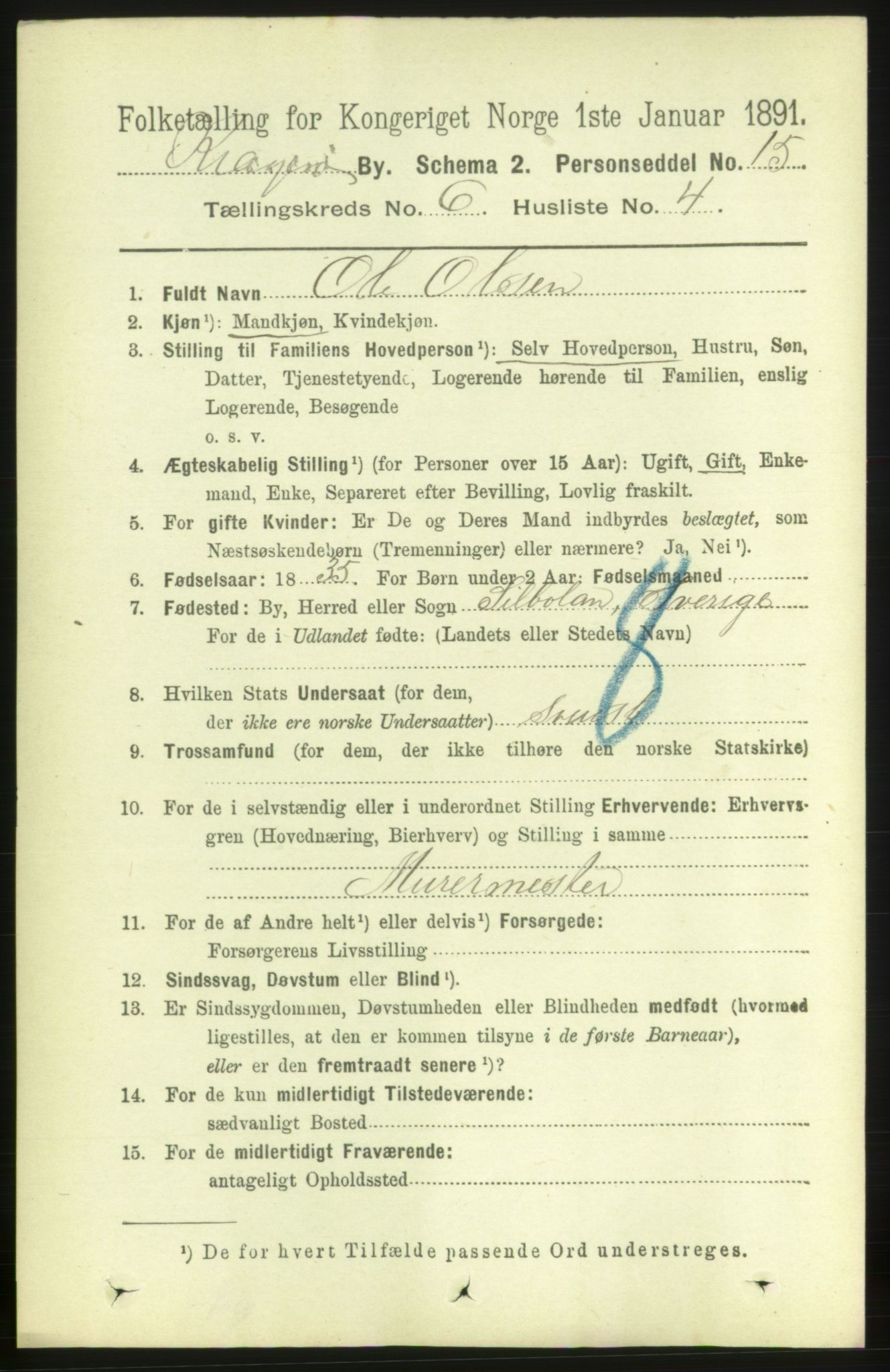 RA, 1891 census for 0801 Kragerø, 1891, p. 3314