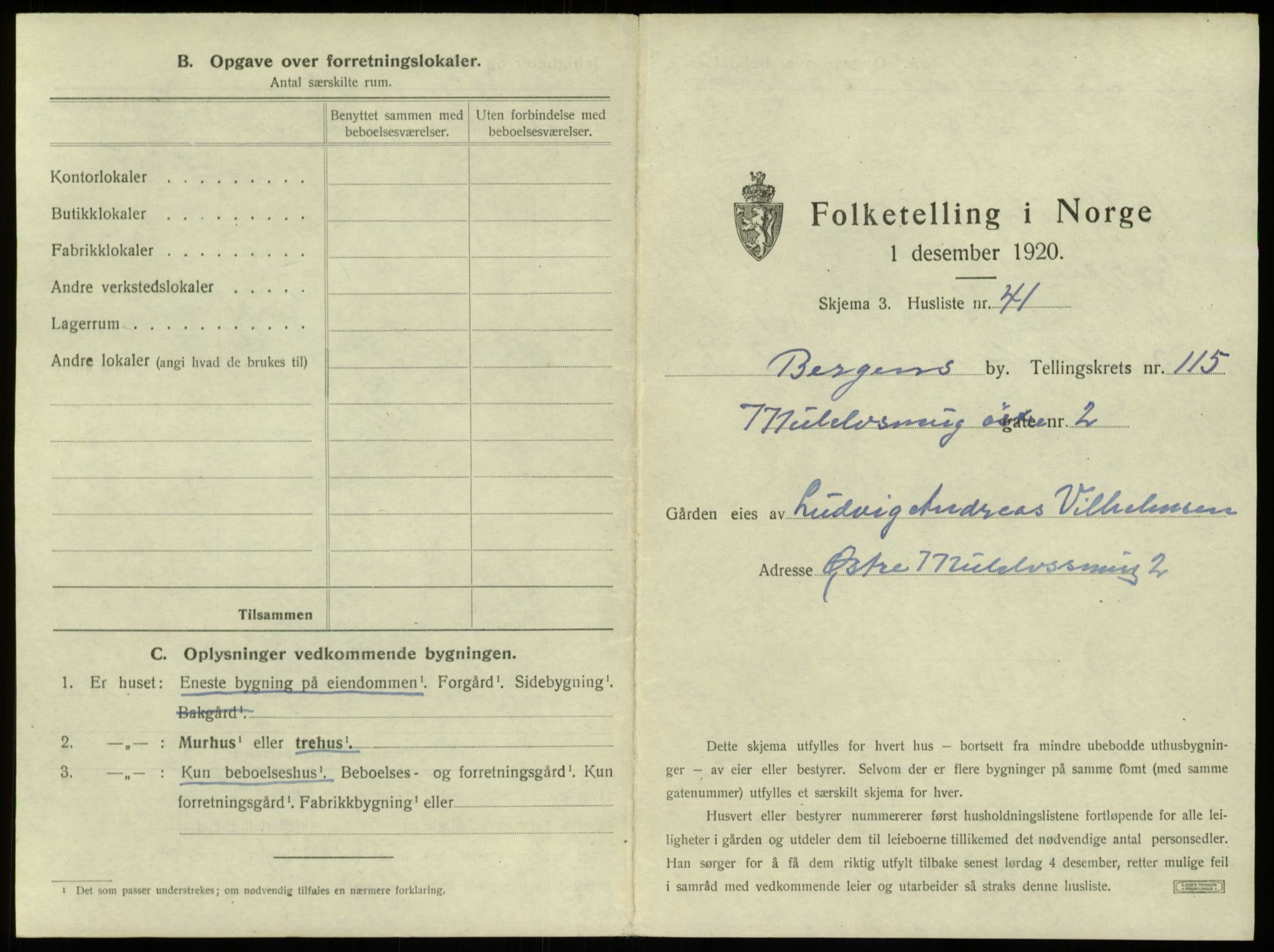 SAB, 1920 census for Bergen, 1920, p. 10394