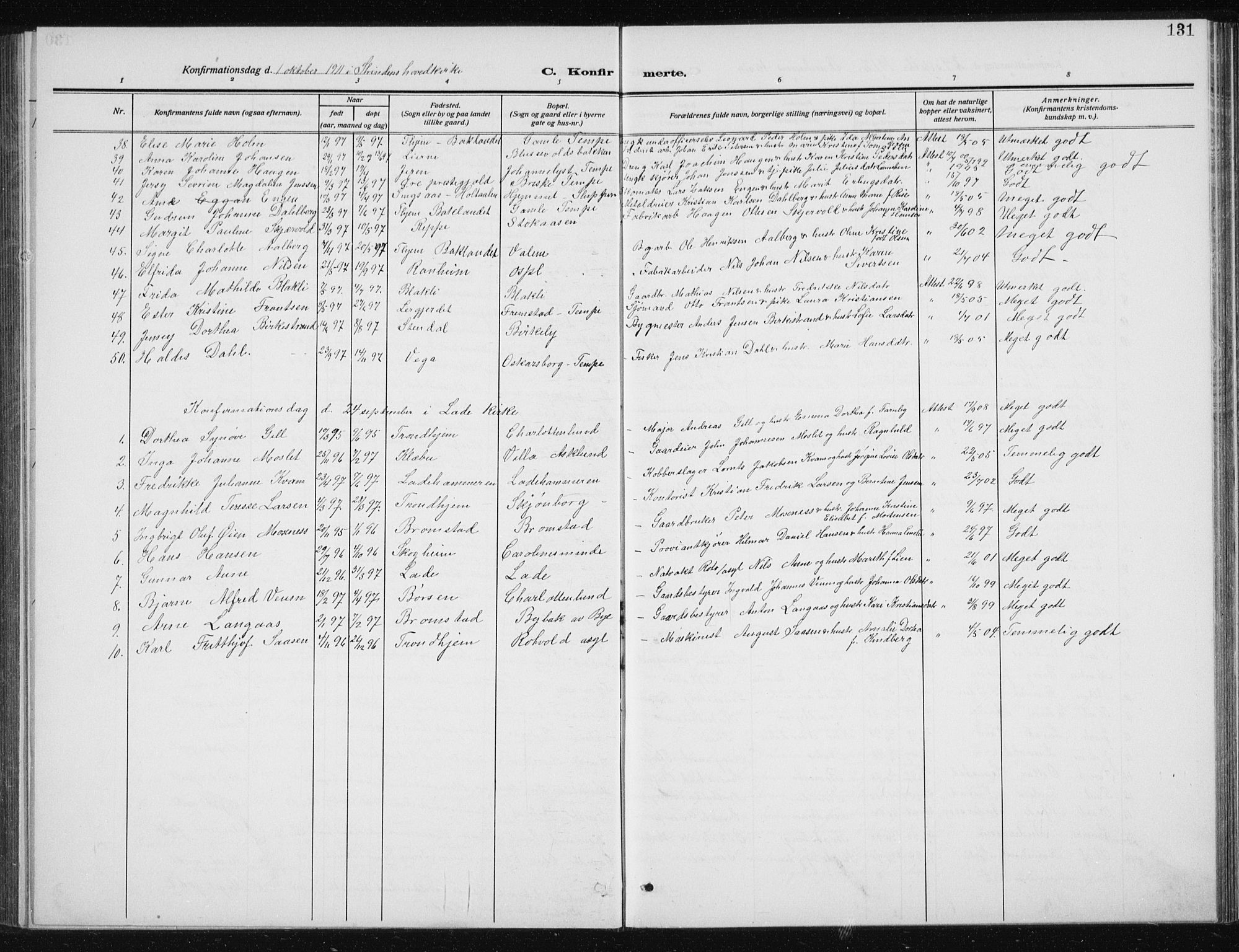 Ministerialprotokoller, klokkerbøker og fødselsregistre - Sør-Trøndelag, SAT/A-1456/606/L0314: Parish register (copy) no. 606C10, 1911-1937, p. 131