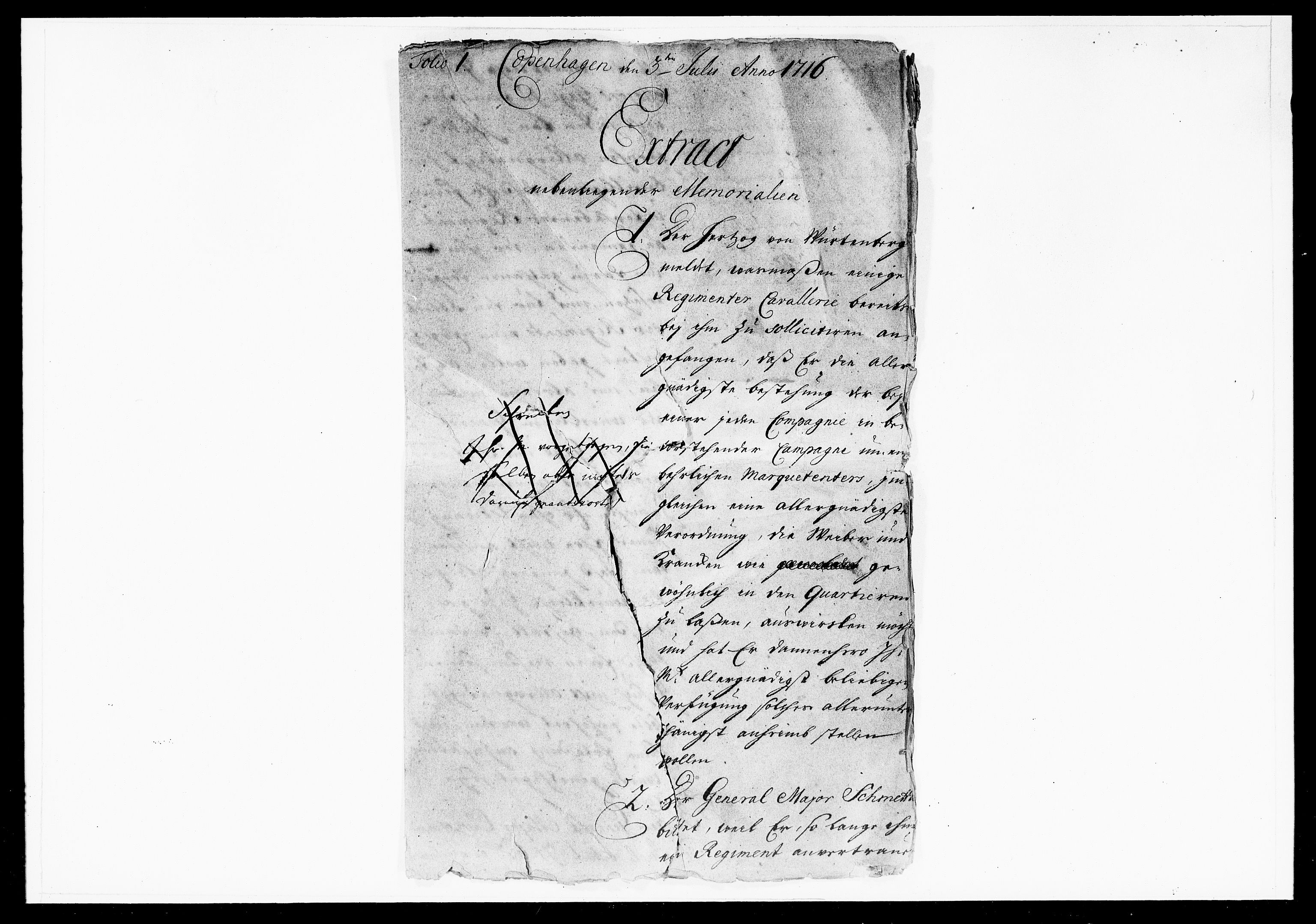 Krigskollegiet, Krigskancelliet, DRA/A-0006/-/1025-1036: Refererede sager, 1716, p. 534