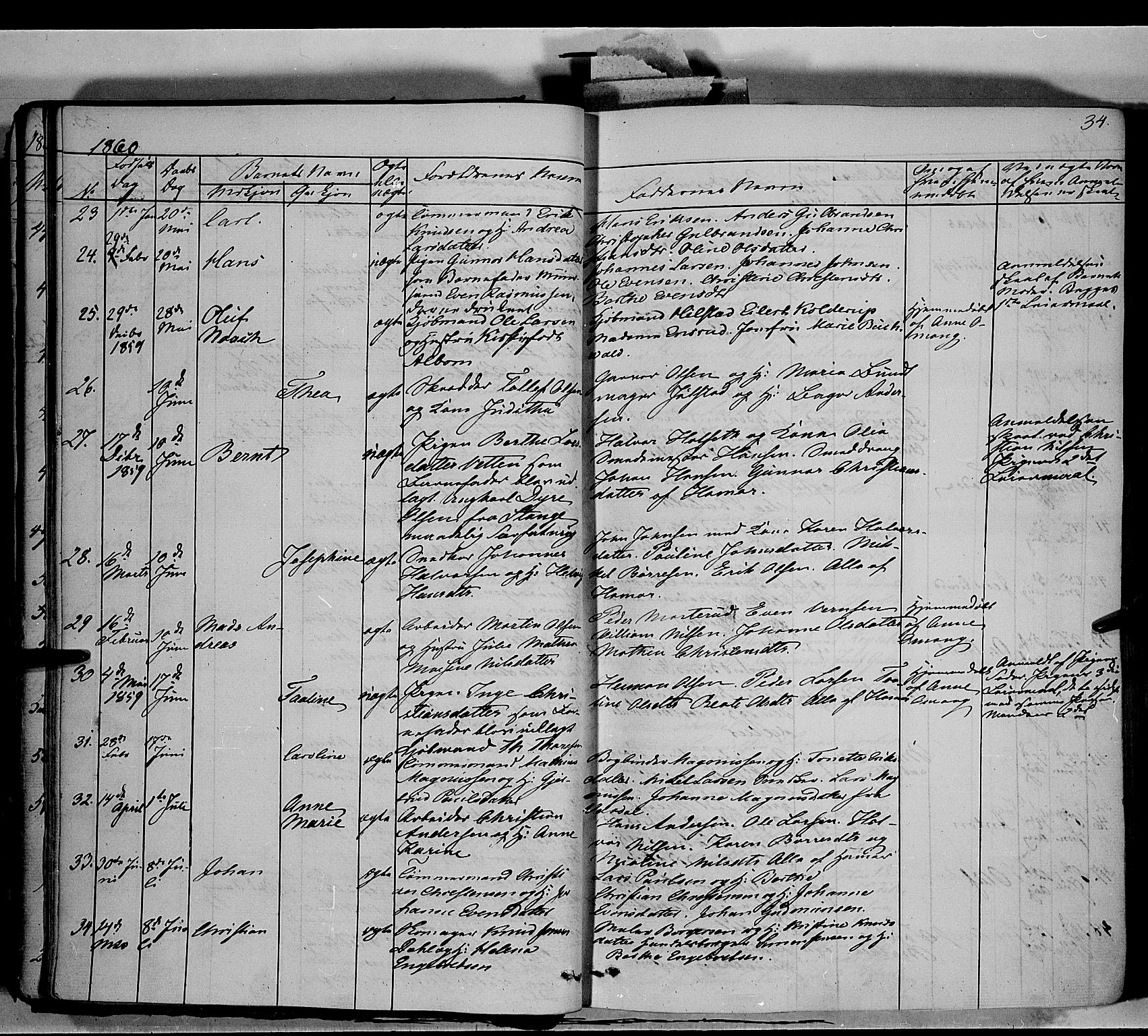 Vang prestekontor, Hedmark, AV/SAH-PREST-008/H/Ha/Haa/L0011: Parish register (official) no. 11, 1852-1877, p. 34