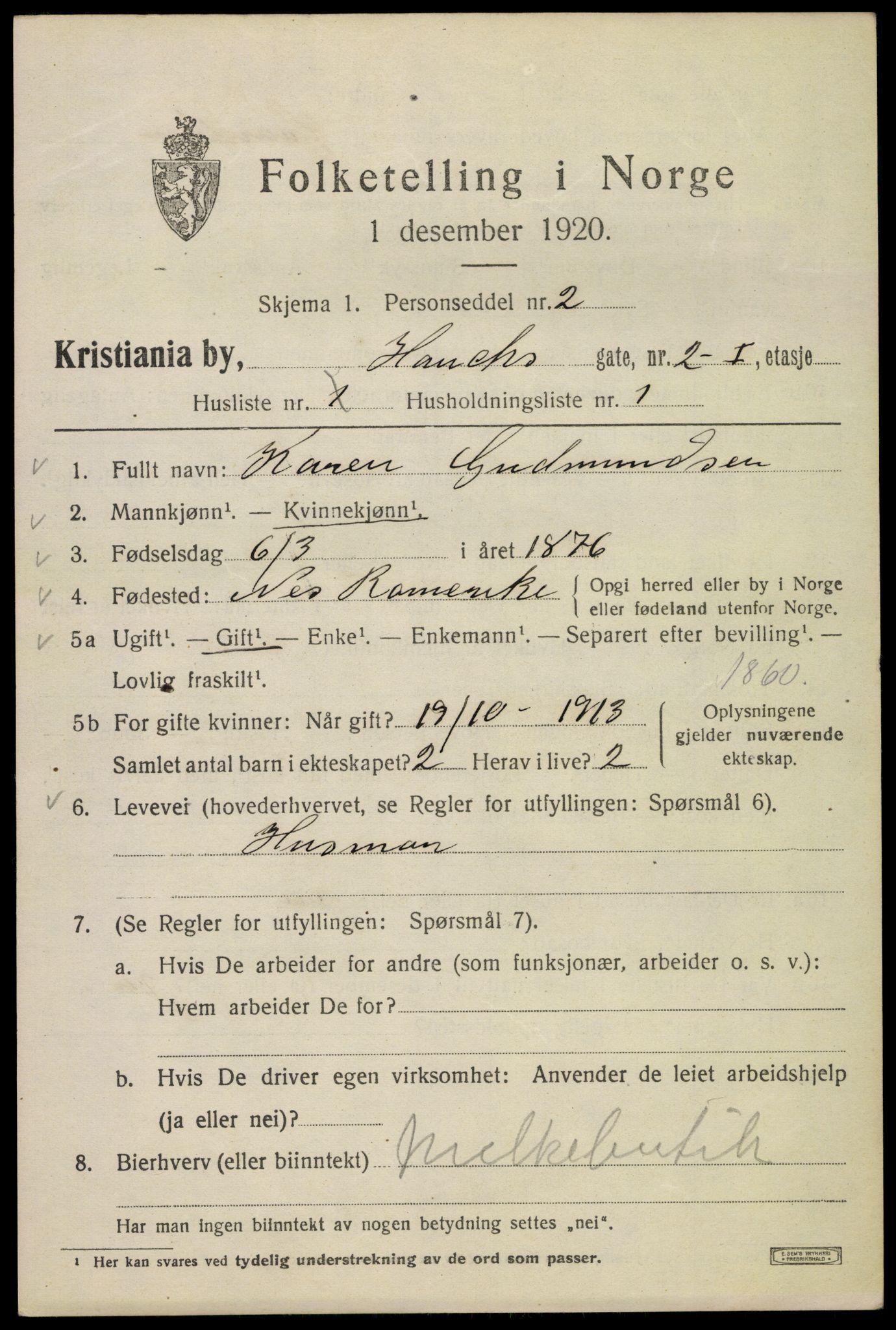 SAO, 1920 census for Kristiania, 1920, p. 272429