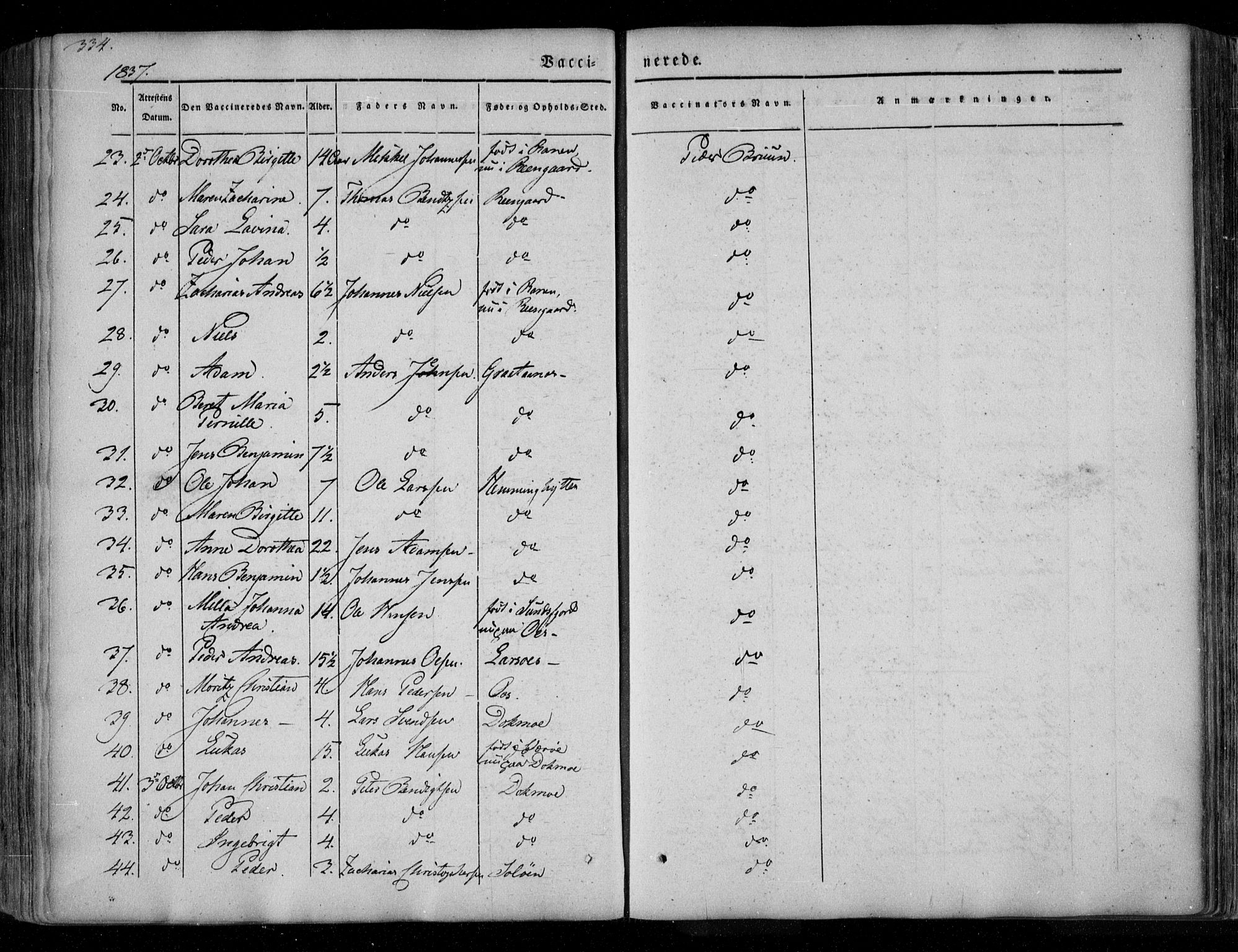 Ministerialprotokoller, klokkerbøker og fødselsregistre - Nordland, AV/SAT-A-1459/846/L0644: Parish register (official) no. 846A02, 1837-1872, p. 334