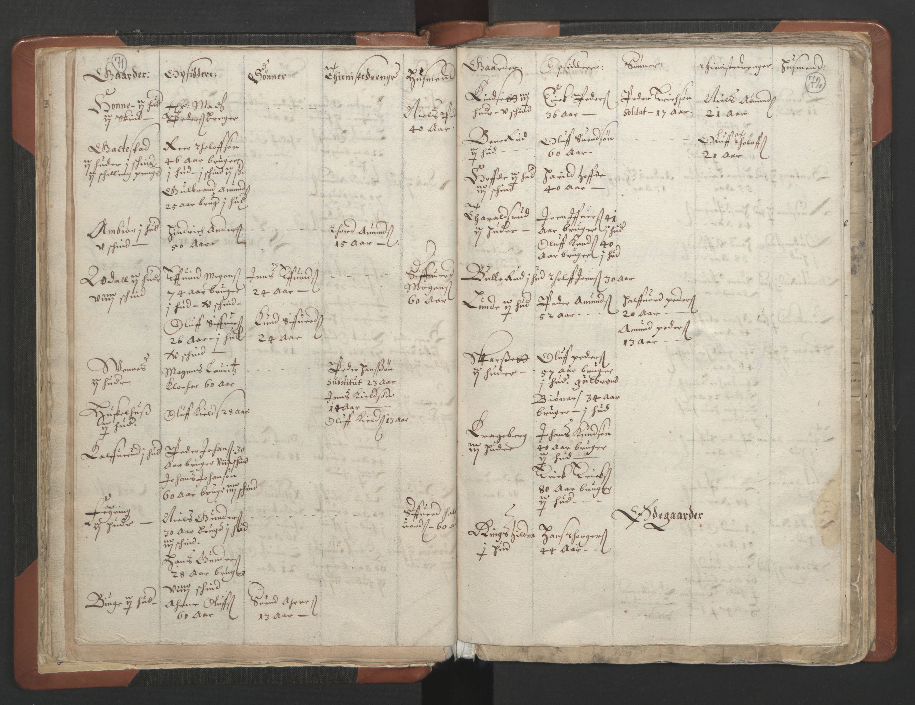 RA, Vicar's Census 1664-1666, no. 7: Hadeland deanery, 1664-1666, p. 71-72