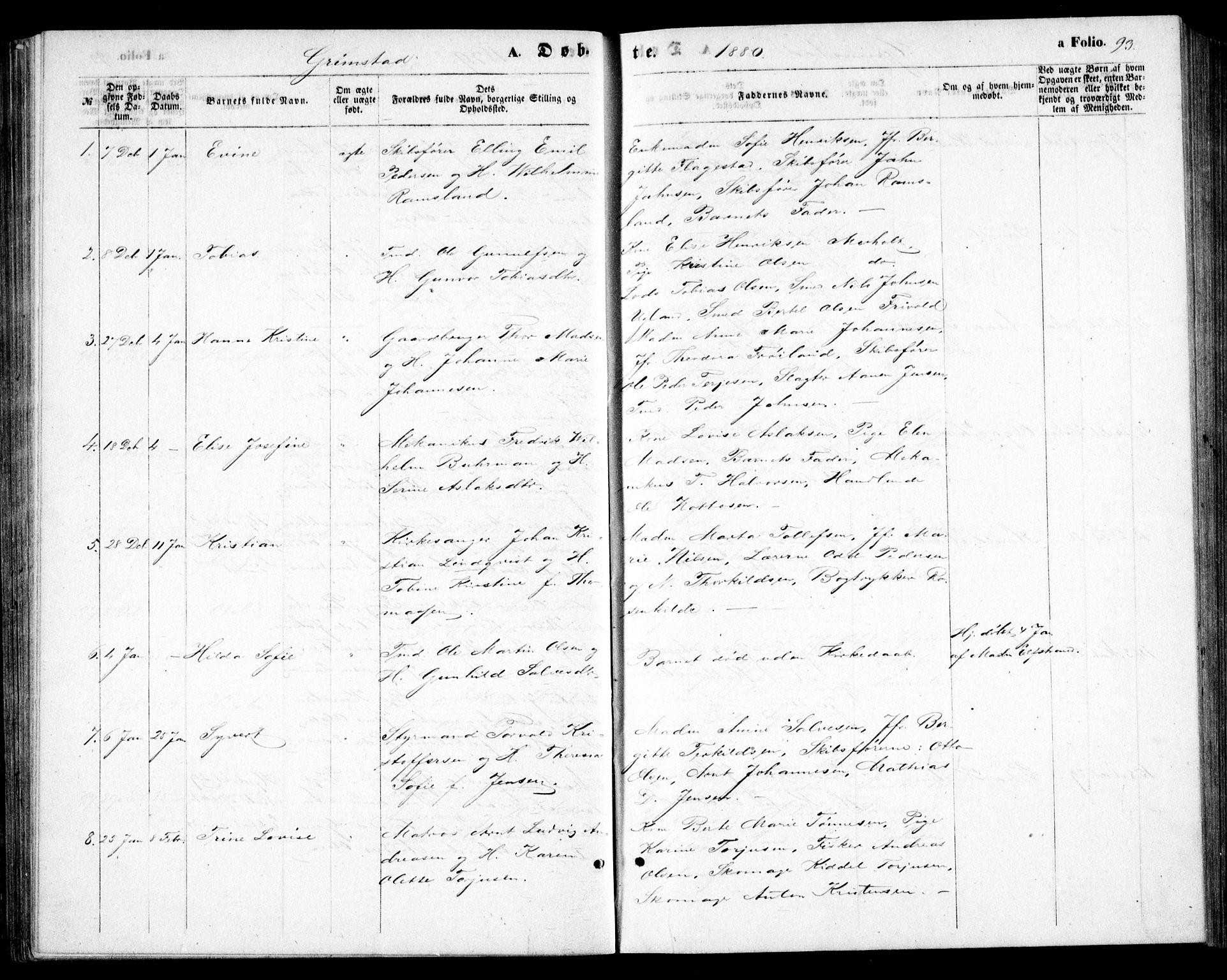 Fjære sokneprestkontor, SAK/1111-0011/F/Fb/L0009: Parish register (copy) no. B 9, 1867-1870, p. 93
