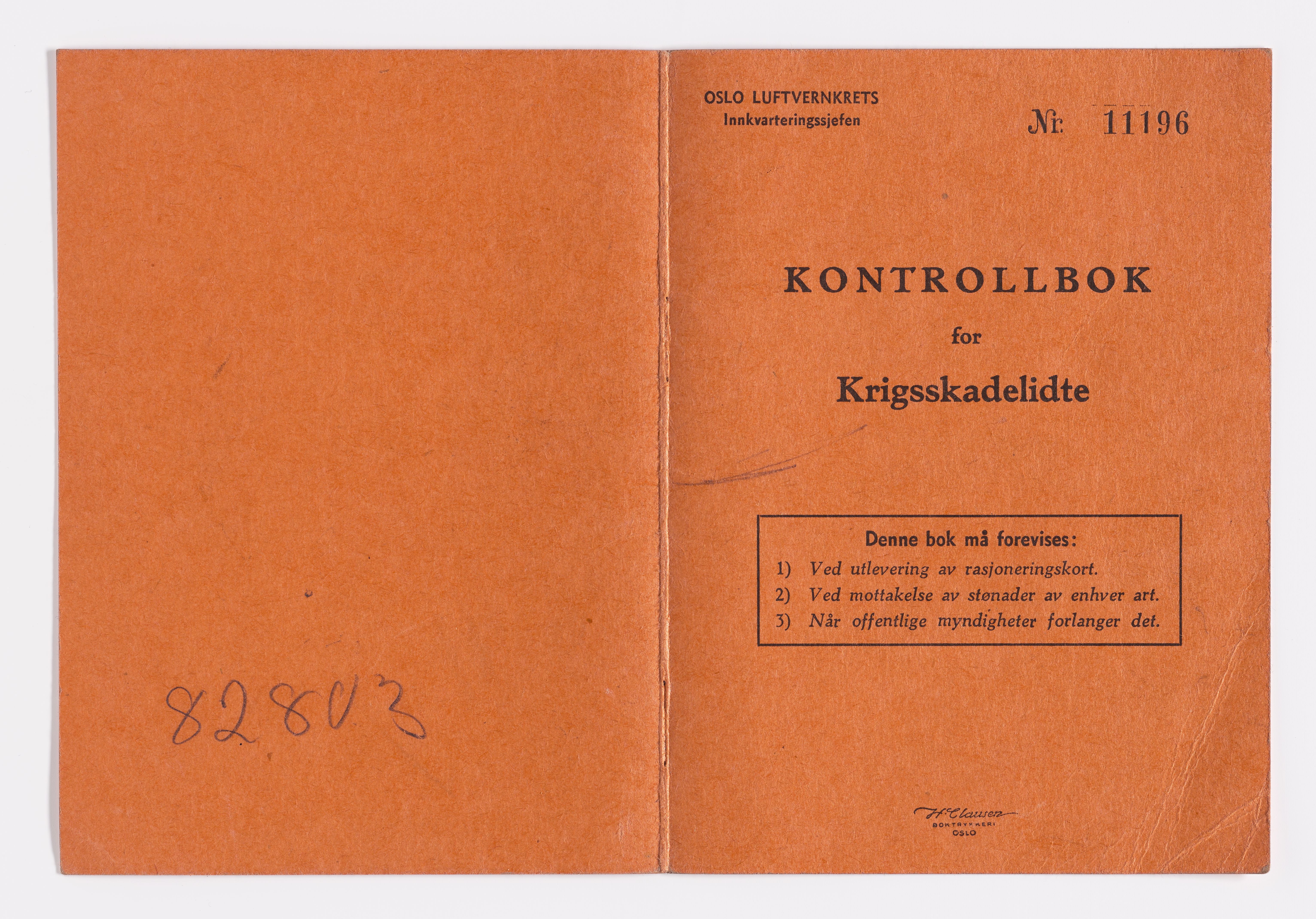 Hjørdis Helene Egelund, AFM/GRI-1003/D/Da/L0001/0009: Brev og dokumenter / Kontrollbok, 1945