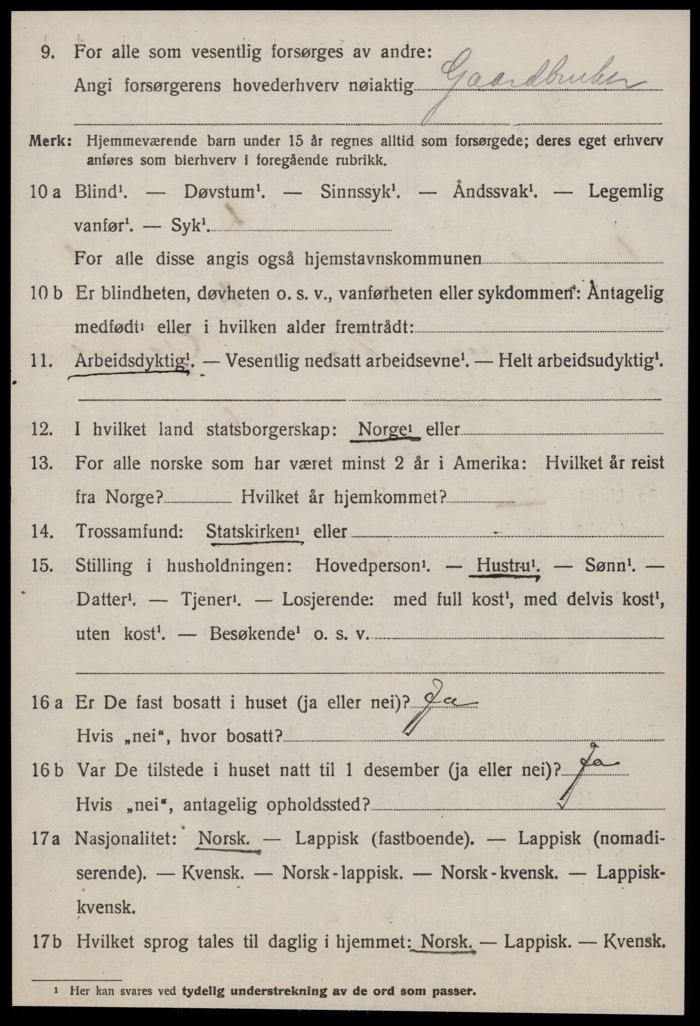 SAT, 1920 census for Buvik, 1920, p. 303