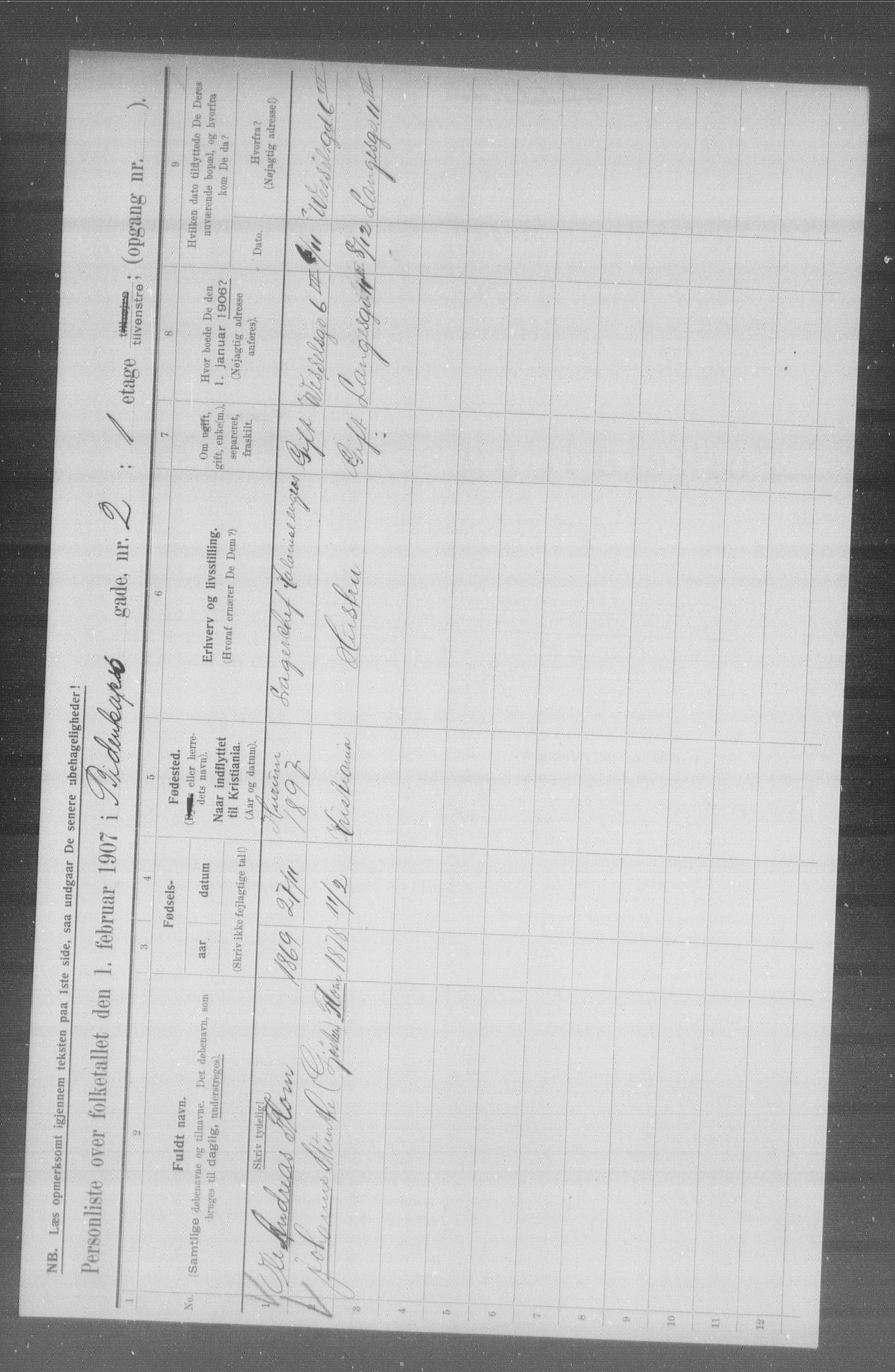 OBA, Municipal Census 1907 for Kristiania, 1907, p. 2571