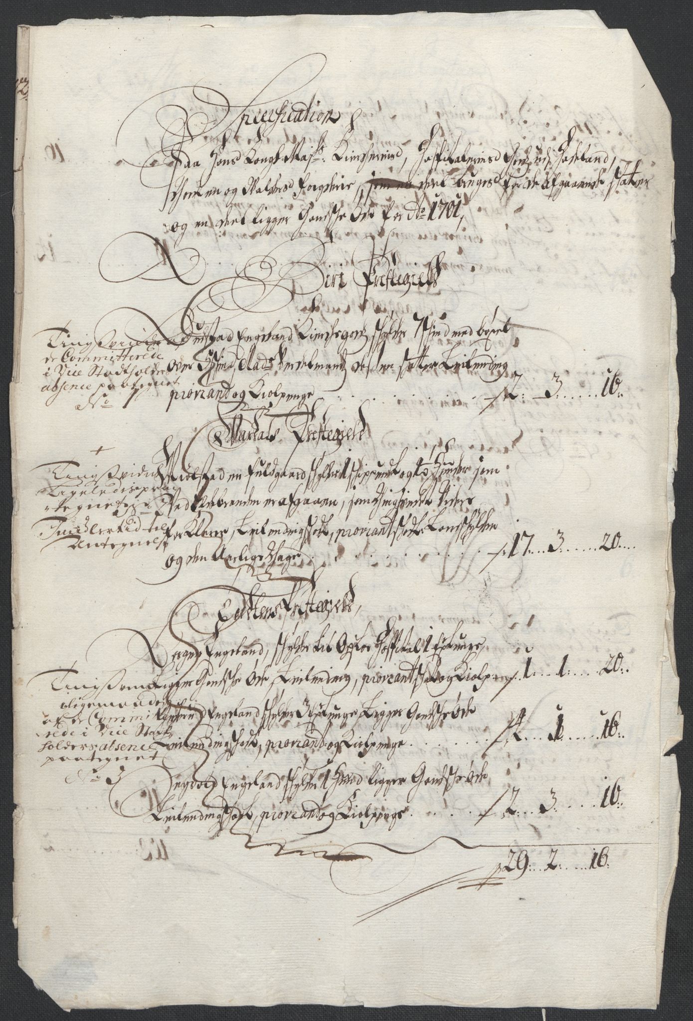 Rentekammeret inntil 1814, Reviderte regnskaper, Fogderegnskap, RA/EA-4092/R18/L1299: Fogderegnskap Hadeland, Toten og Valdres, 1701, p. 443