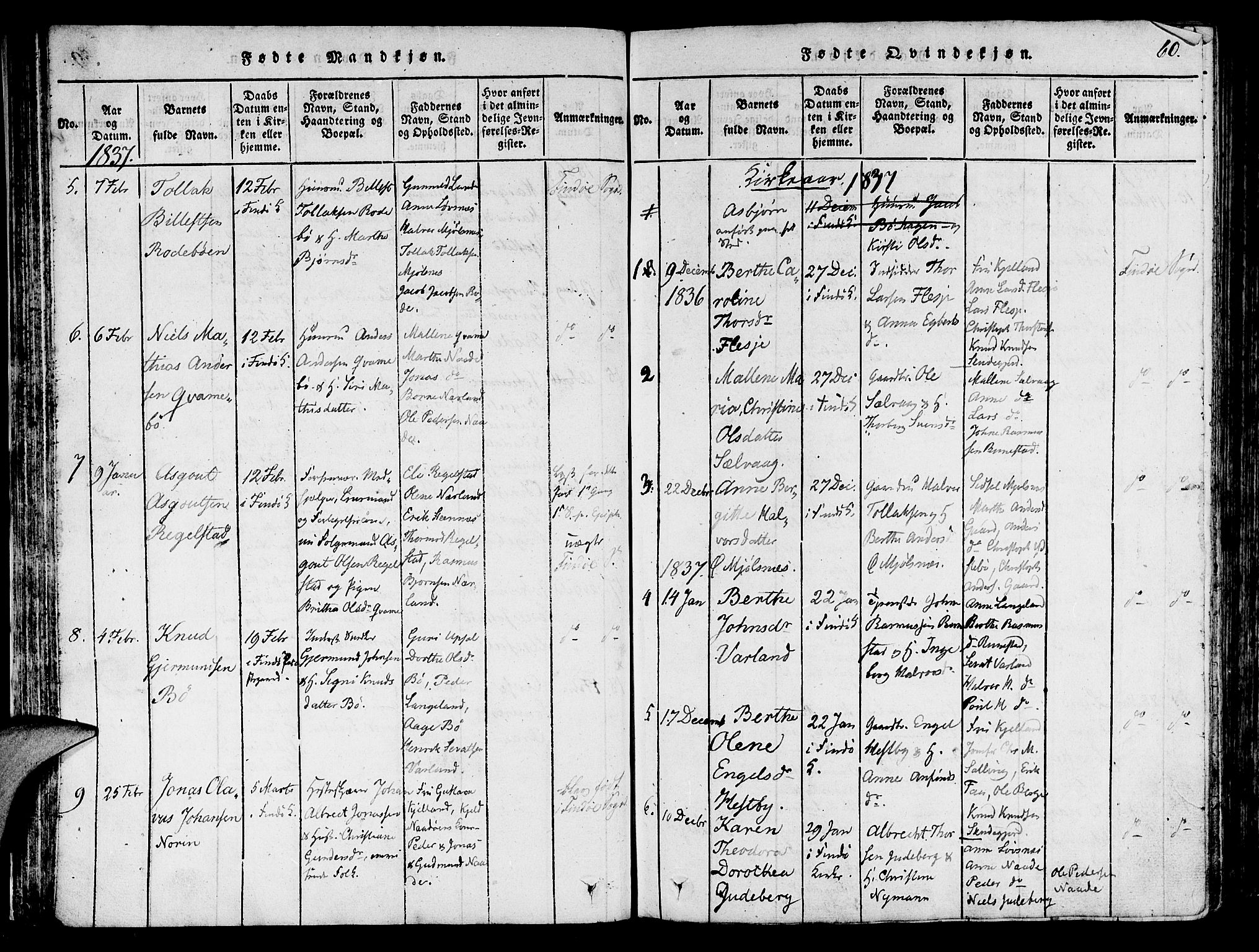 Finnøy sokneprestkontor, SAST/A-101825/H/Ha/Haa/L0006: Parish register (official) no. A 6, 1816-1846, p. 60