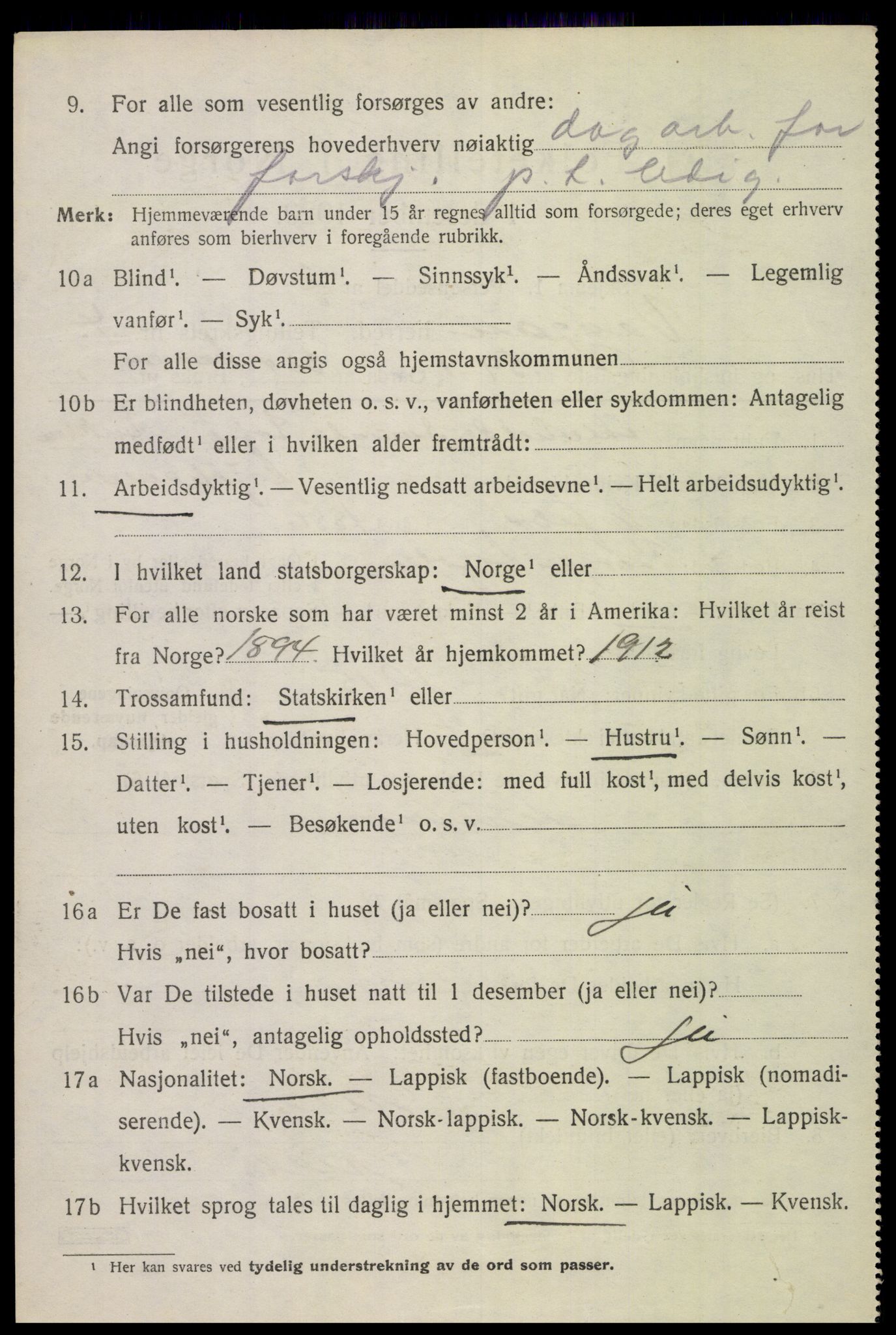 SAT, 1920 census for Vågan, 1920, p. 3940