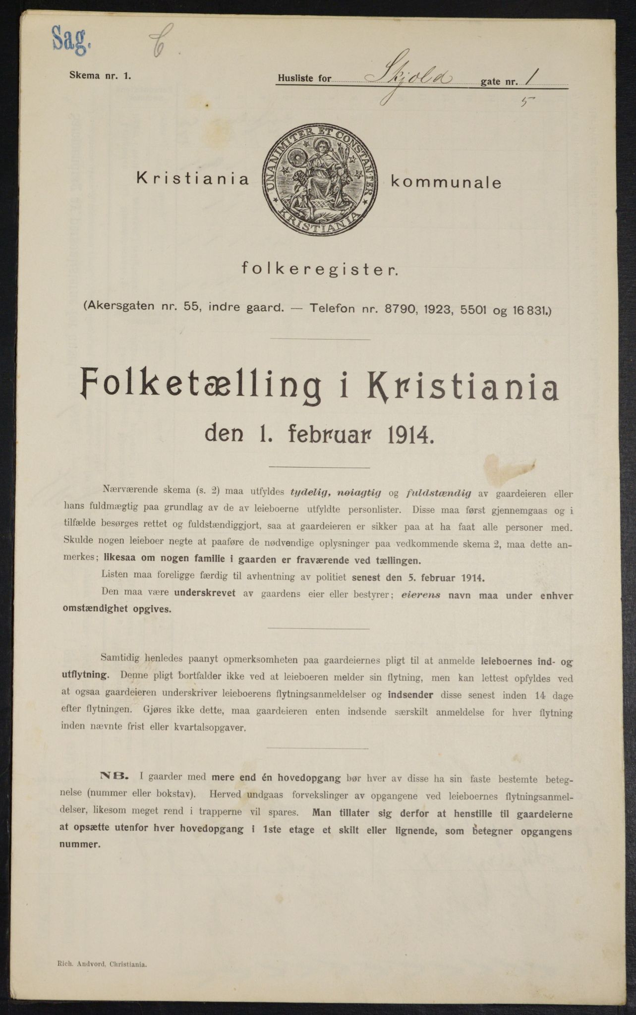 OBA, Municipal Census 1914 for Kristiania, 1914, p. 96022