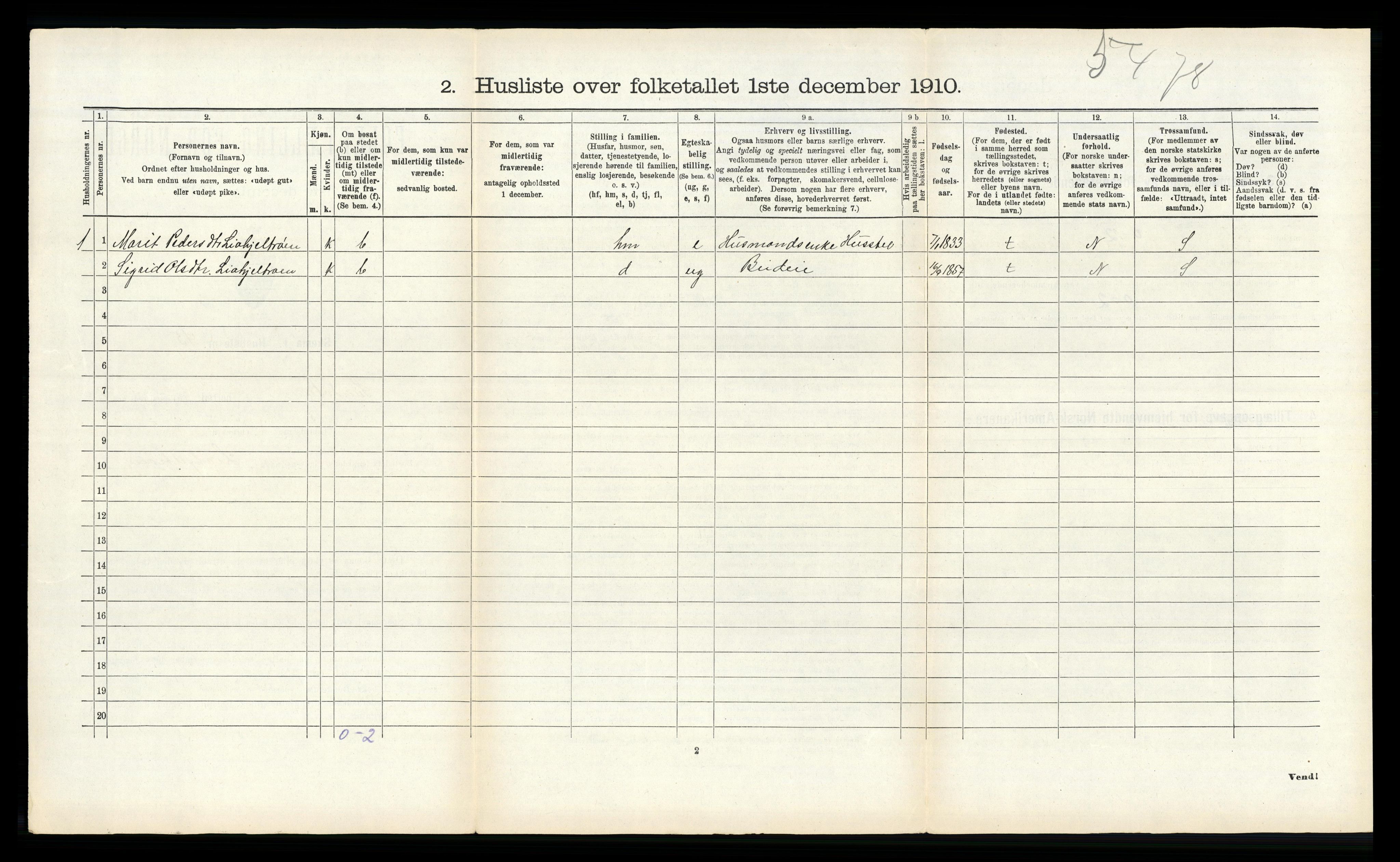 RA, 1910 census for Sunndal, 1910, p. 564