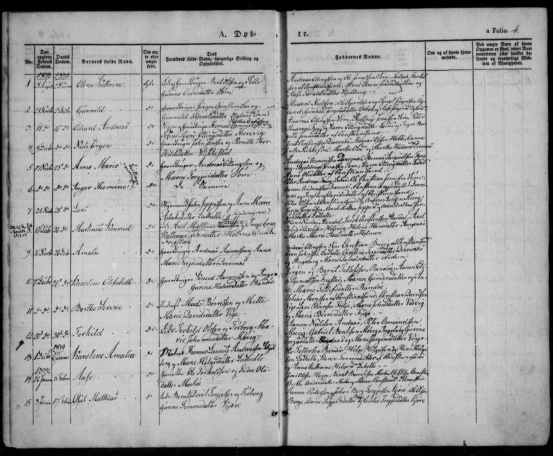 Oddernes sokneprestkontor, SAK/1111-0033/F/Fa/Faa/L0006: Parish register (official) no. A 6, 1838-1851, p. 4