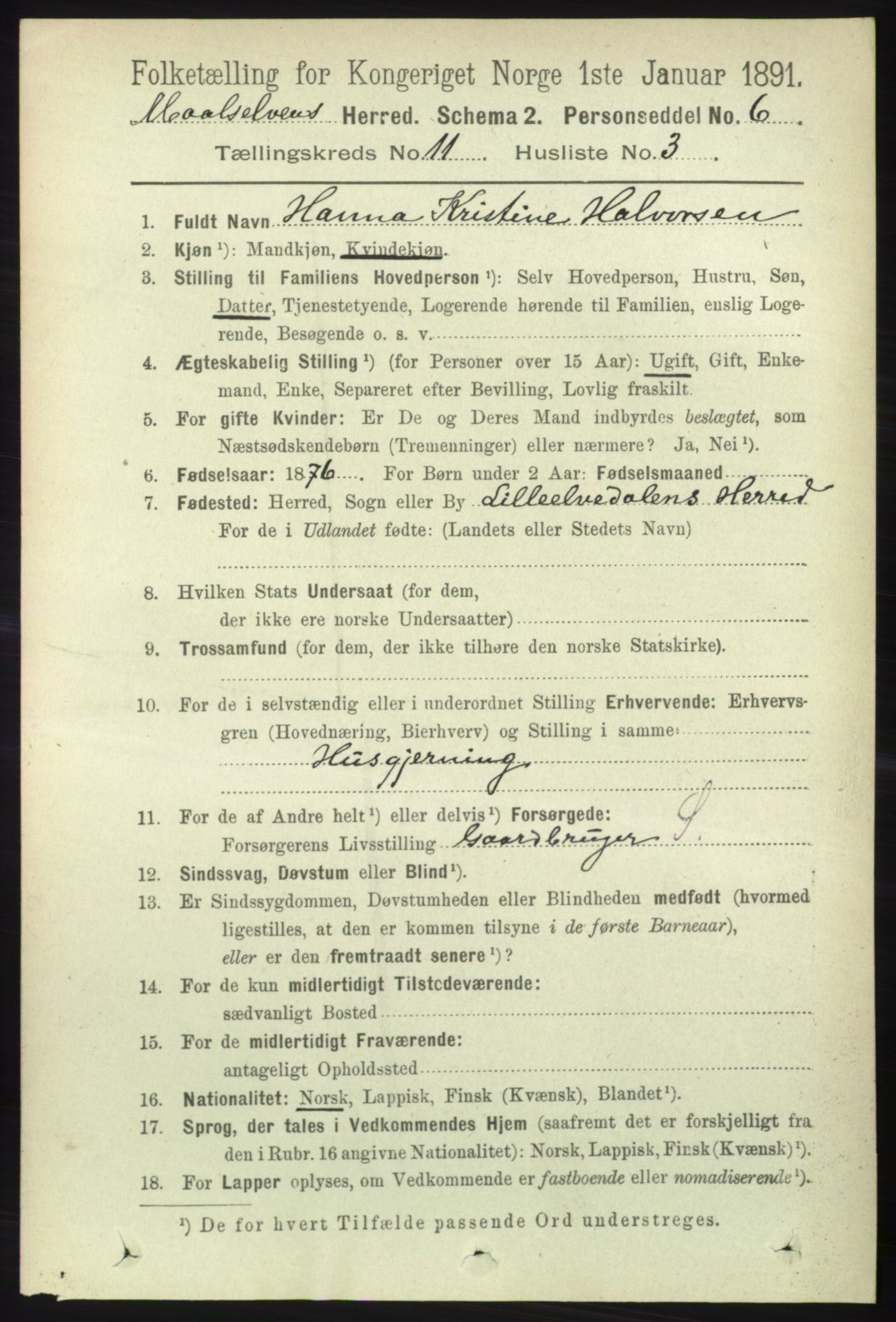 RA, 1891 census for 1924 Målselv, 1891, p. 3290