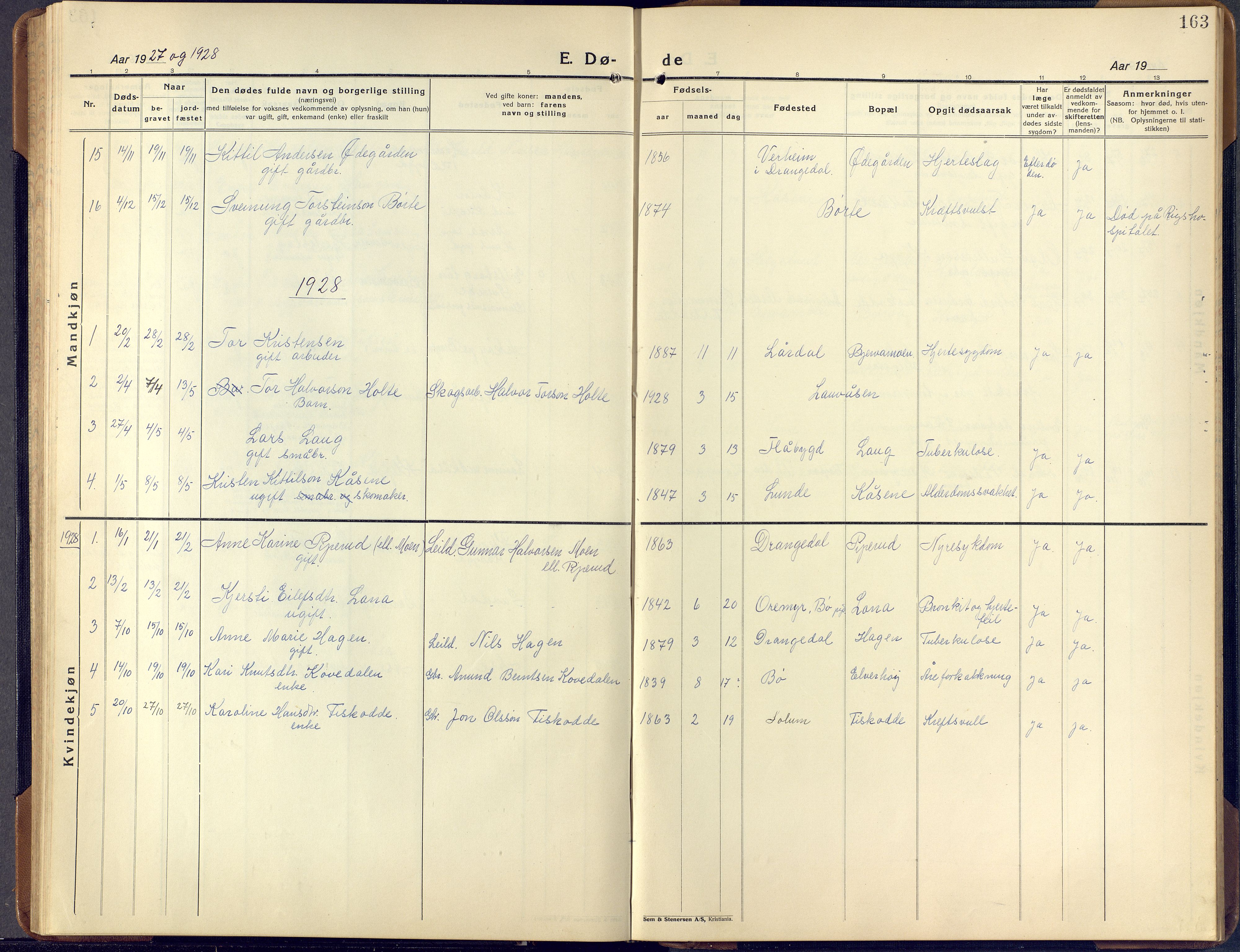 Lunde kirkebøker, SAKO/A-282/F/Fa/L0006: Parish register (official) no. I 6, 1922-1940, p. 163
