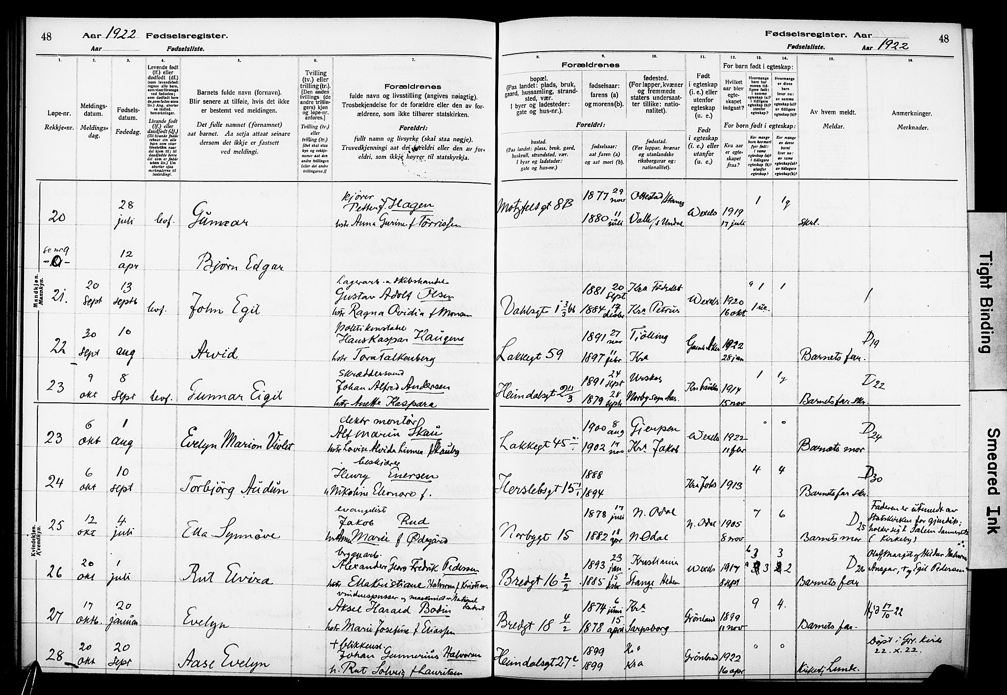 Wexel prestekontor Kirkebøker, AV/SAO-A-10879/J/L0001: Birth register no. 1, 1916-1930, p. 48