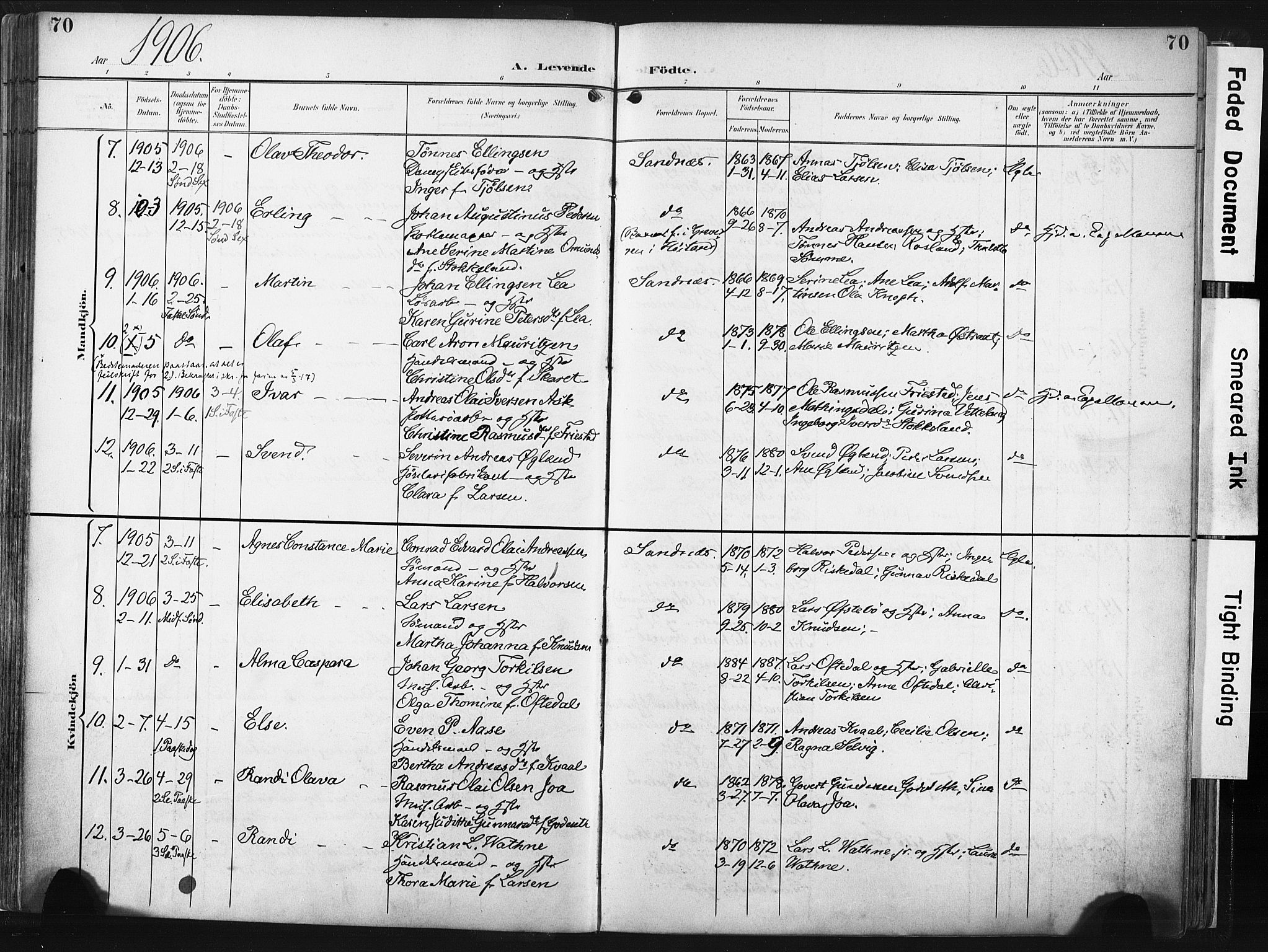 Høyland sokneprestkontor, SAST/A-101799/001/30BA/L0016: Parish register (official) no. A 16, 1899-1911, p. 70