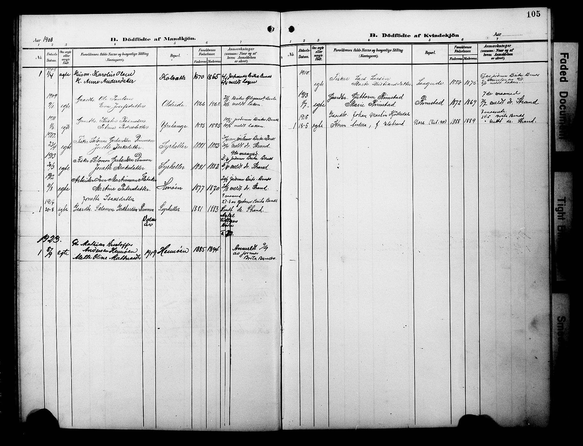 Davik sokneprestembete, AV/SAB-A-79701/H/Hab/Habc/L0003: Parish register (copy) no. C 3, 1907-1929, p. 105