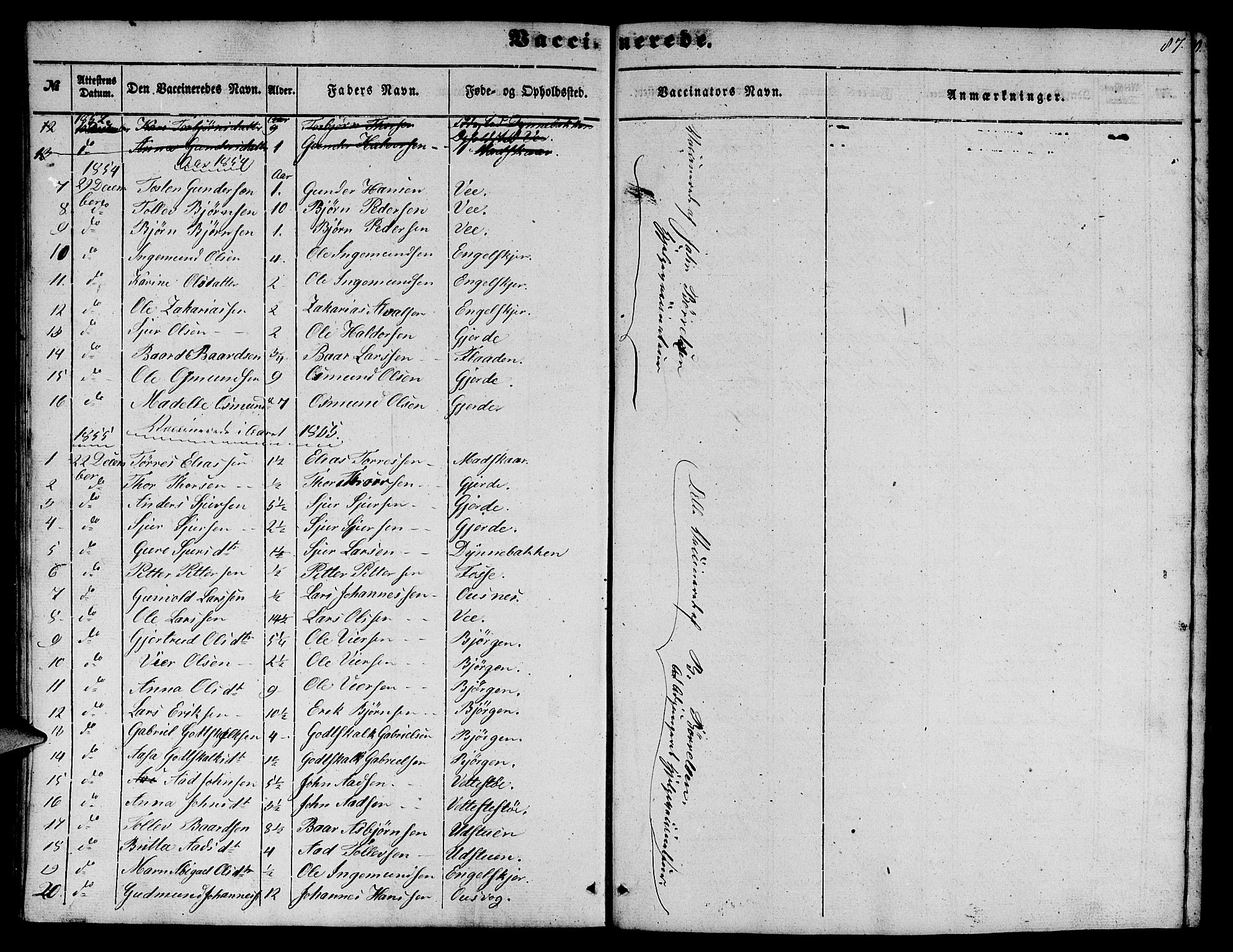 Etne sokneprestembete, SAB/A-75001/H/Hab: Parish register (copy) no. B 2, 1851-1866, p. 87