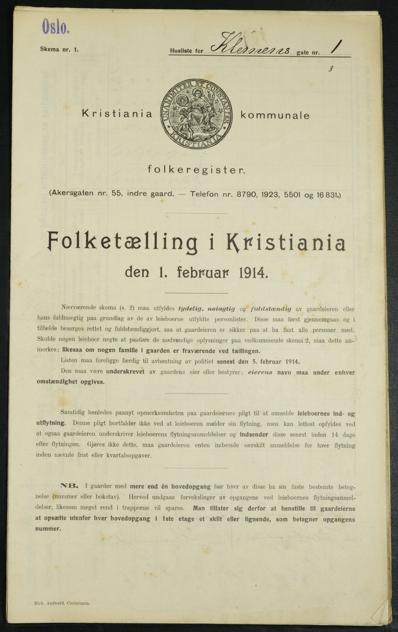 OBA, Municipal Census 1914 for Kristiania, 1914, p. 12926