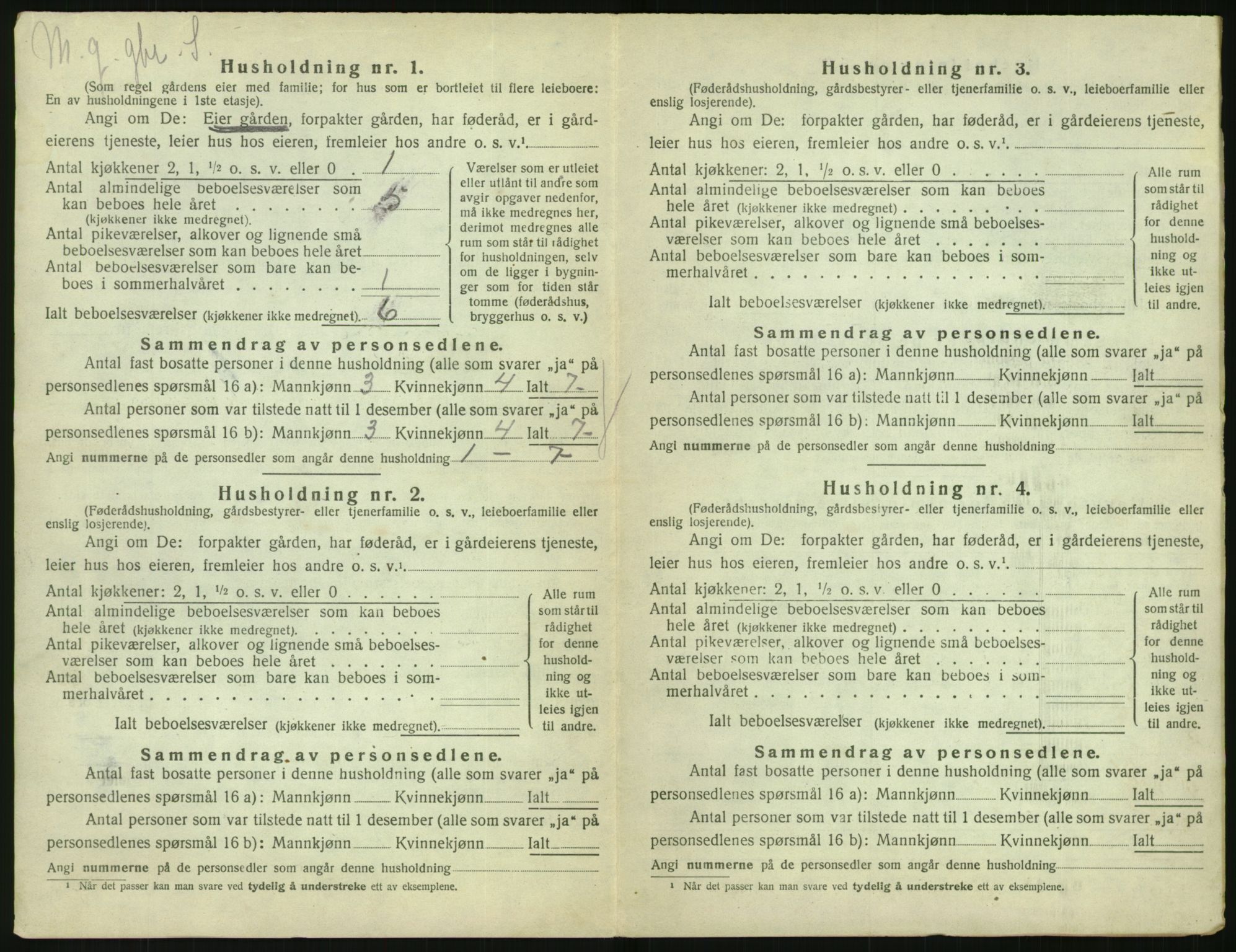 SAK, 1920 census for Vegårshei, 1920, p. 367
