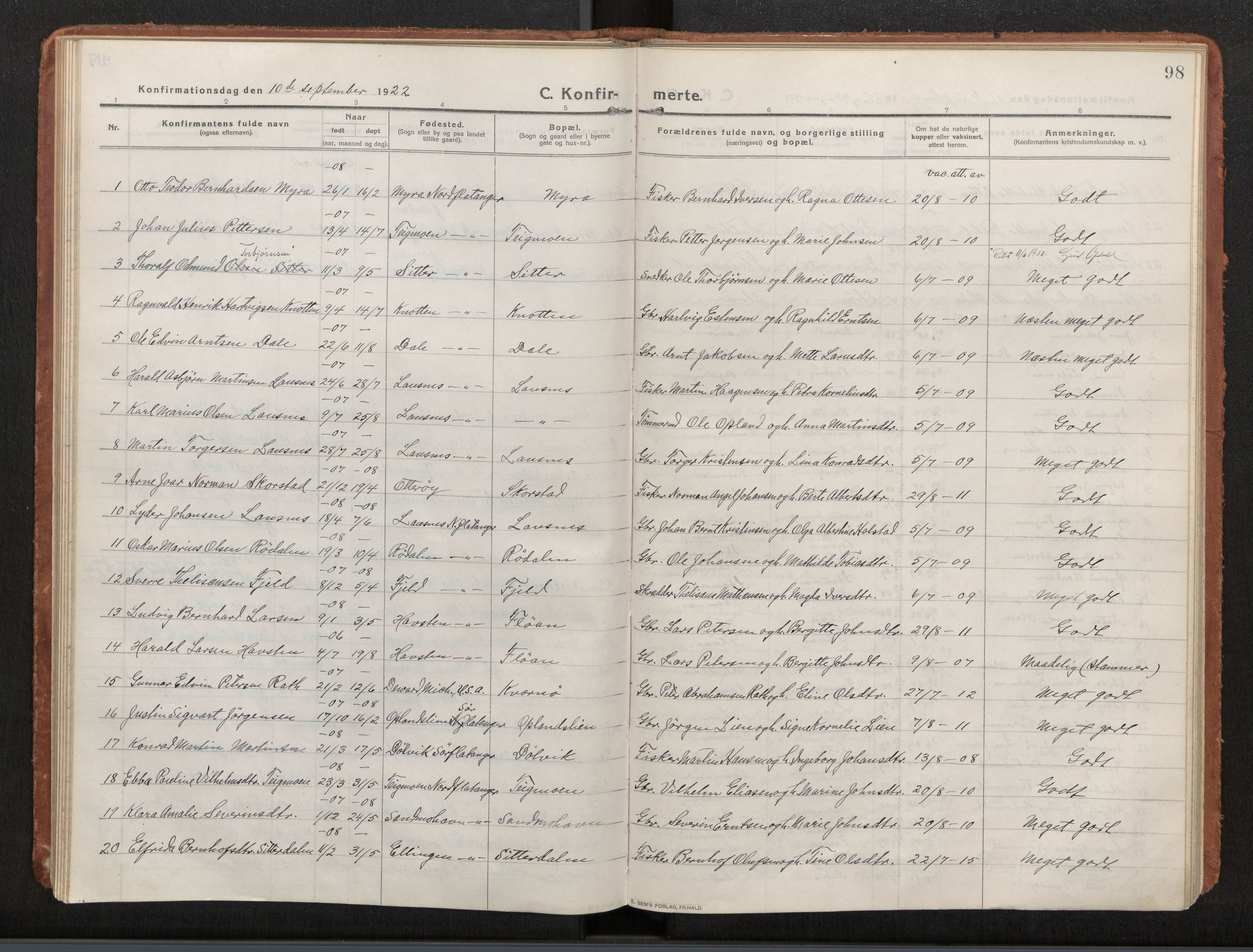 Ministerialprotokoller, klokkerbøker og fødselsregistre - Nord-Trøndelag, SAT/A-1458/772/L0604: Parish register (official) no. 772A02, 1913-1937, p. 98
