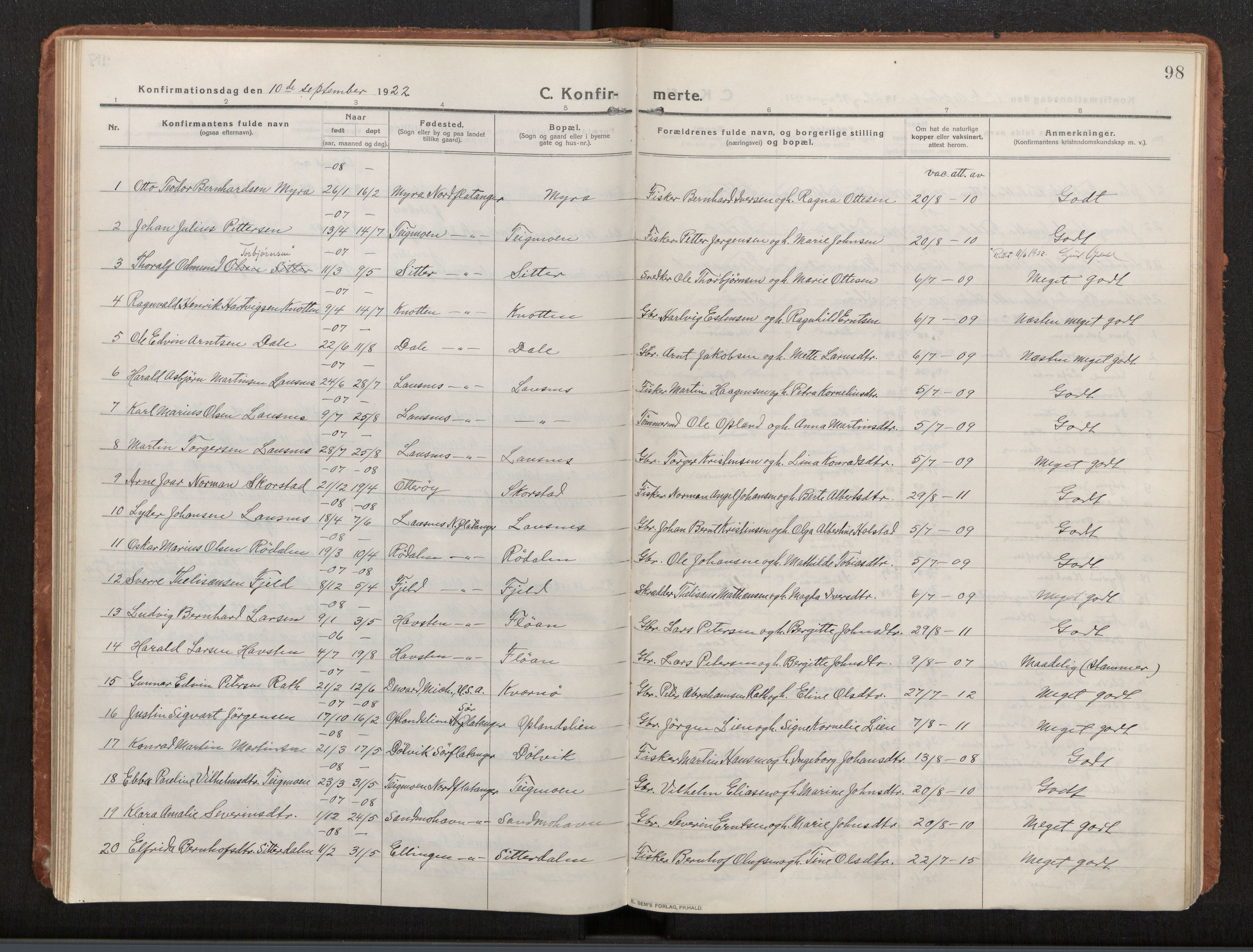 Ministerialprotokoller, klokkerbøker og fødselsregistre - Nord-Trøndelag, AV/SAT-A-1458/772/L0604: Parish register (official) no. 772A02, 1913-1937, p. 98