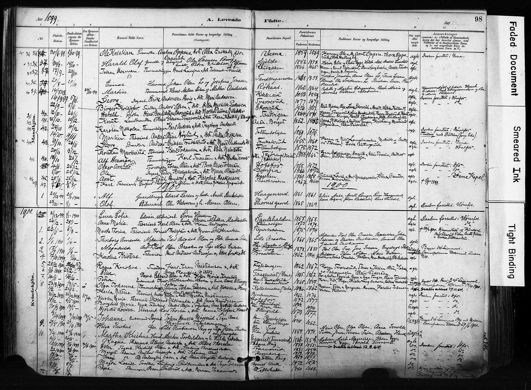 Norderhov kirkebøker, AV/SAKO-A-237/F/Fa/L0016: Parish register (official) no. 16, 1885-1902, p. 98