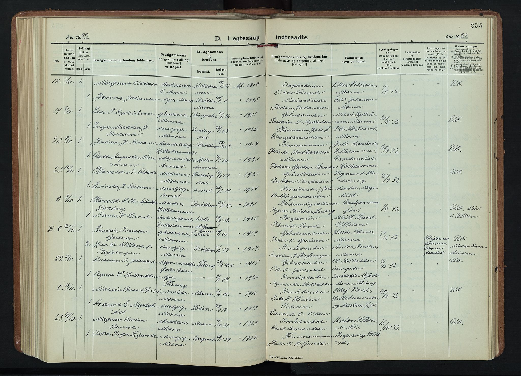 Fåberg prestekontor, SAH/PREST-086/H/Ha/Hab/L0015: Parish register (copy) no. 15, 1924-1949, p. 255