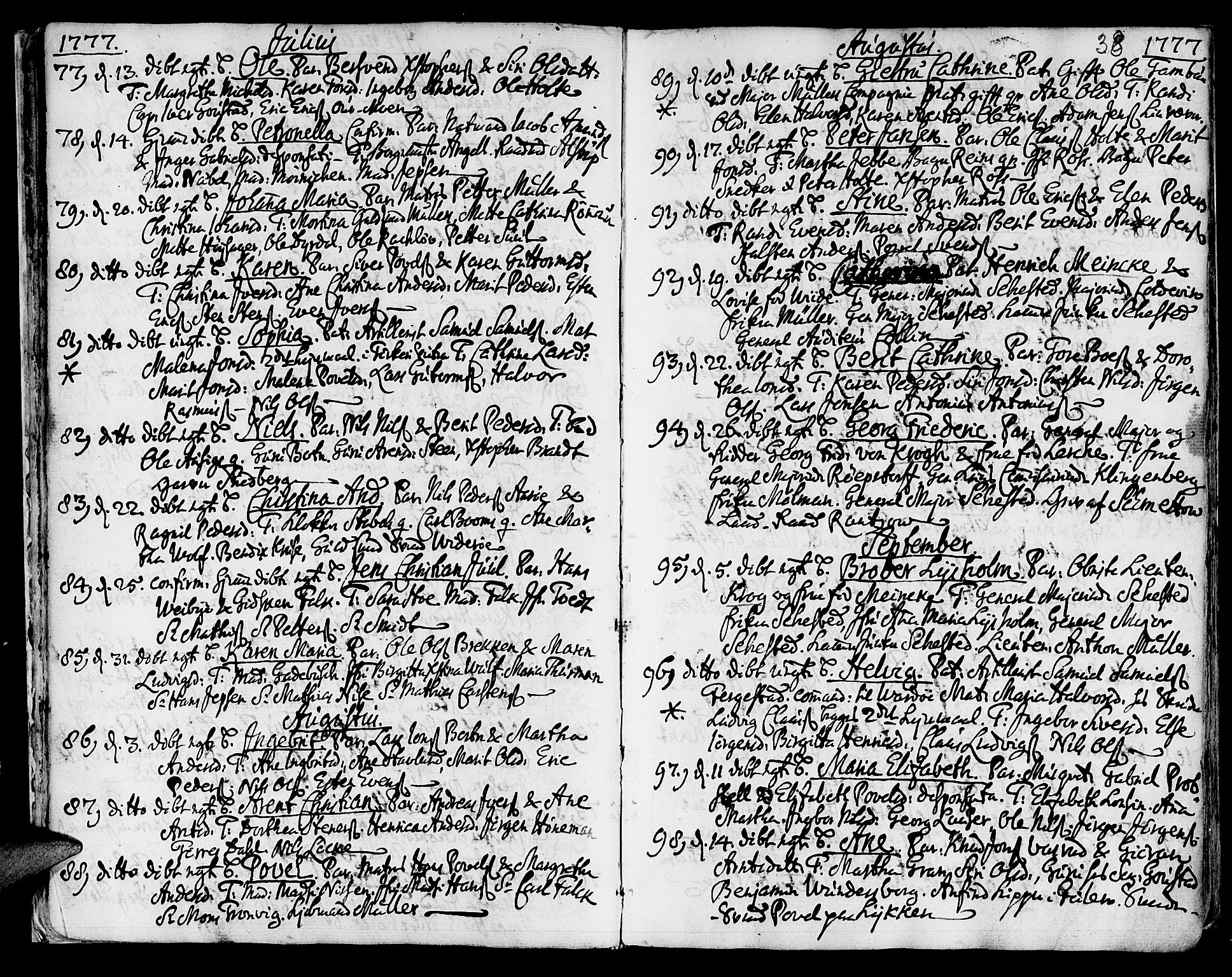 Ministerialprotokoller, klokkerbøker og fødselsregistre - Sør-Trøndelag, SAT/A-1456/601/L0039: Parish register (official) no. 601A07, 1770-1819, p. 38