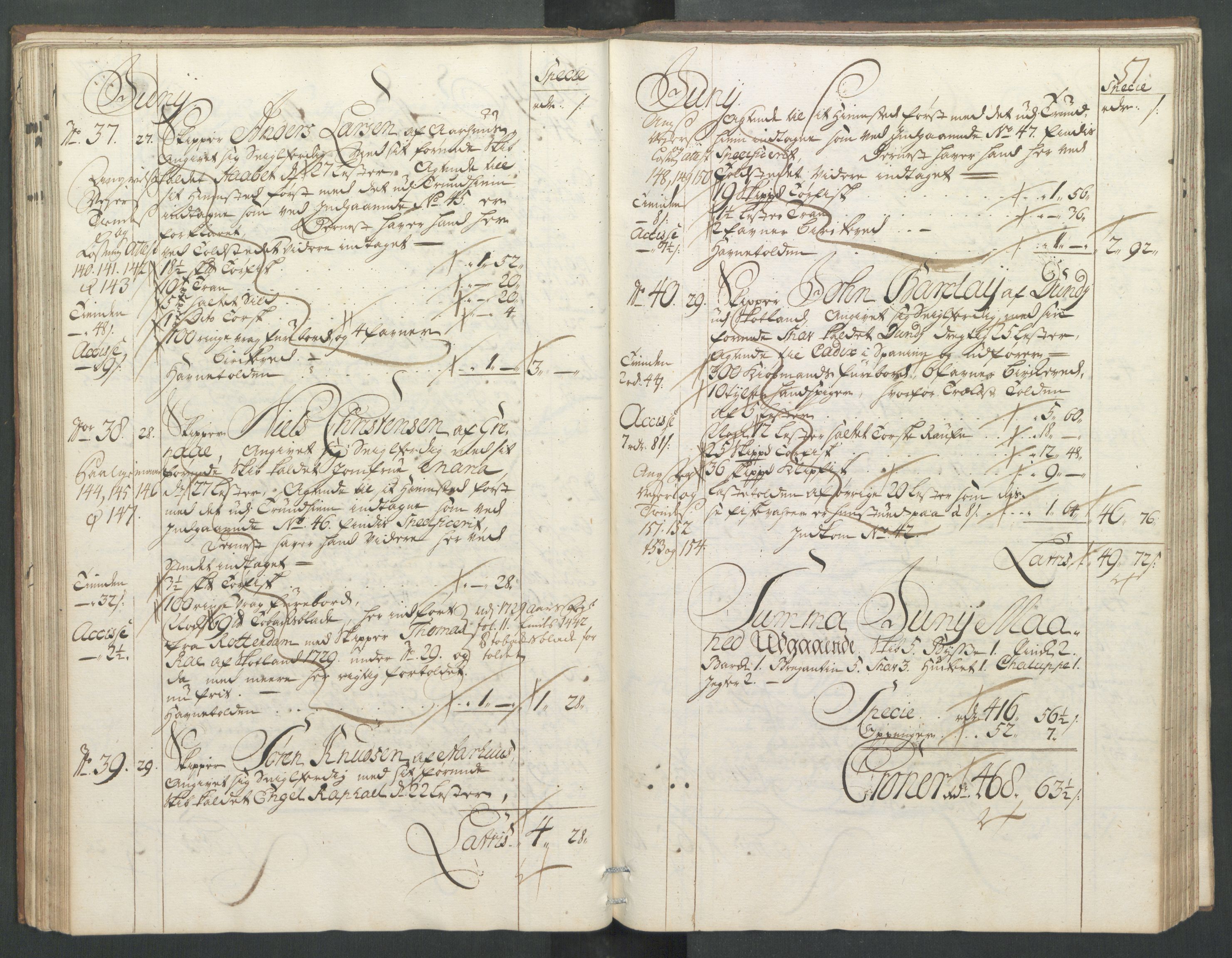 Generaltollkammeret, tollregnskaper, RA/EA-5490/R32/L0004/0001: Tollregnskaper Kristiansund / Hovedtollbok, 1731, p. 50b-51a