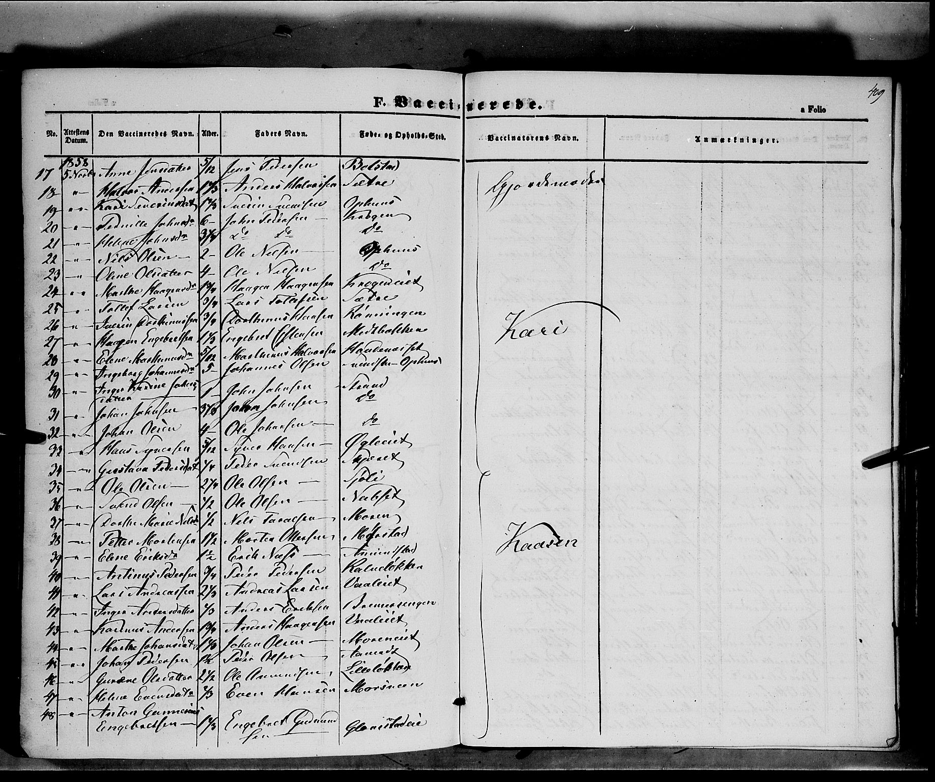 Åmot prestekontor, Hedmark, AV/SAH-PREST-056/H/Ha/Haa/L0006: Parish register (official) no. 6, 1842-1861, p. 409