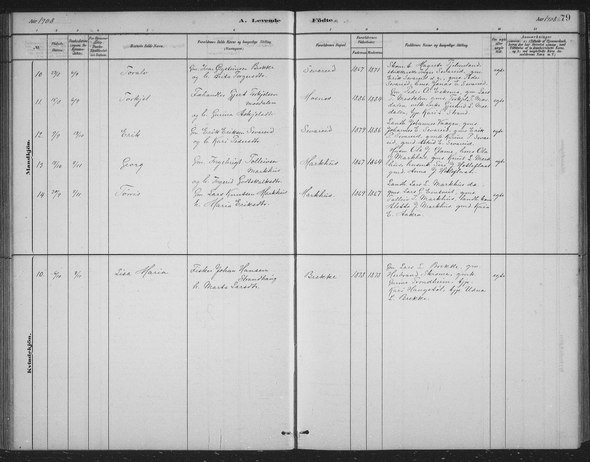 Skånevik sokneprestembete, SAB/A-77801/H/Hab: Parish register (copy) no. B 2, 1881-1920, p. 79