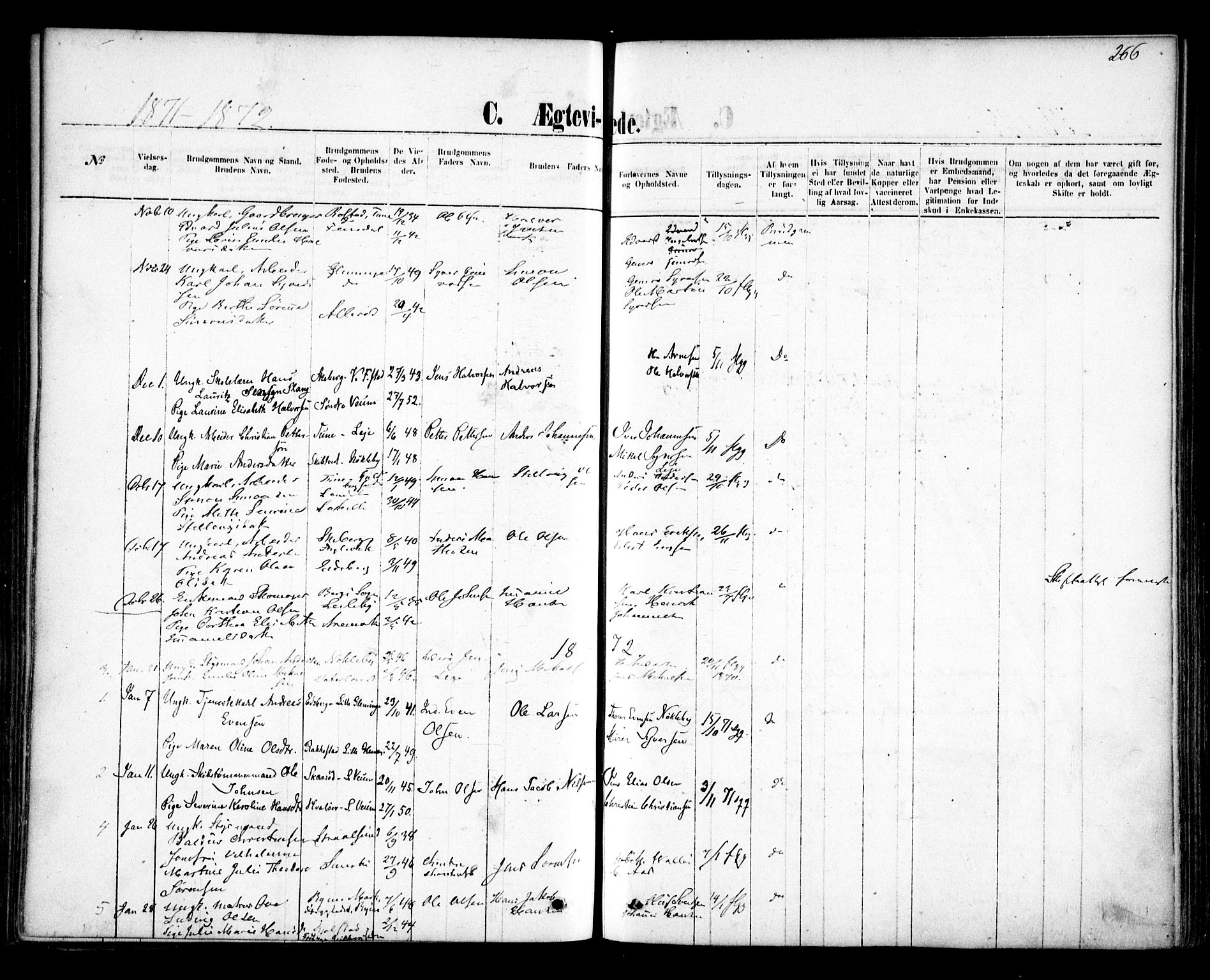 Glemmen prestekontor Kirkebøker, AV/SAO-A-10908/F/Fa/L0009: Parish register (official) no. 9, 1871-1878, p. 266