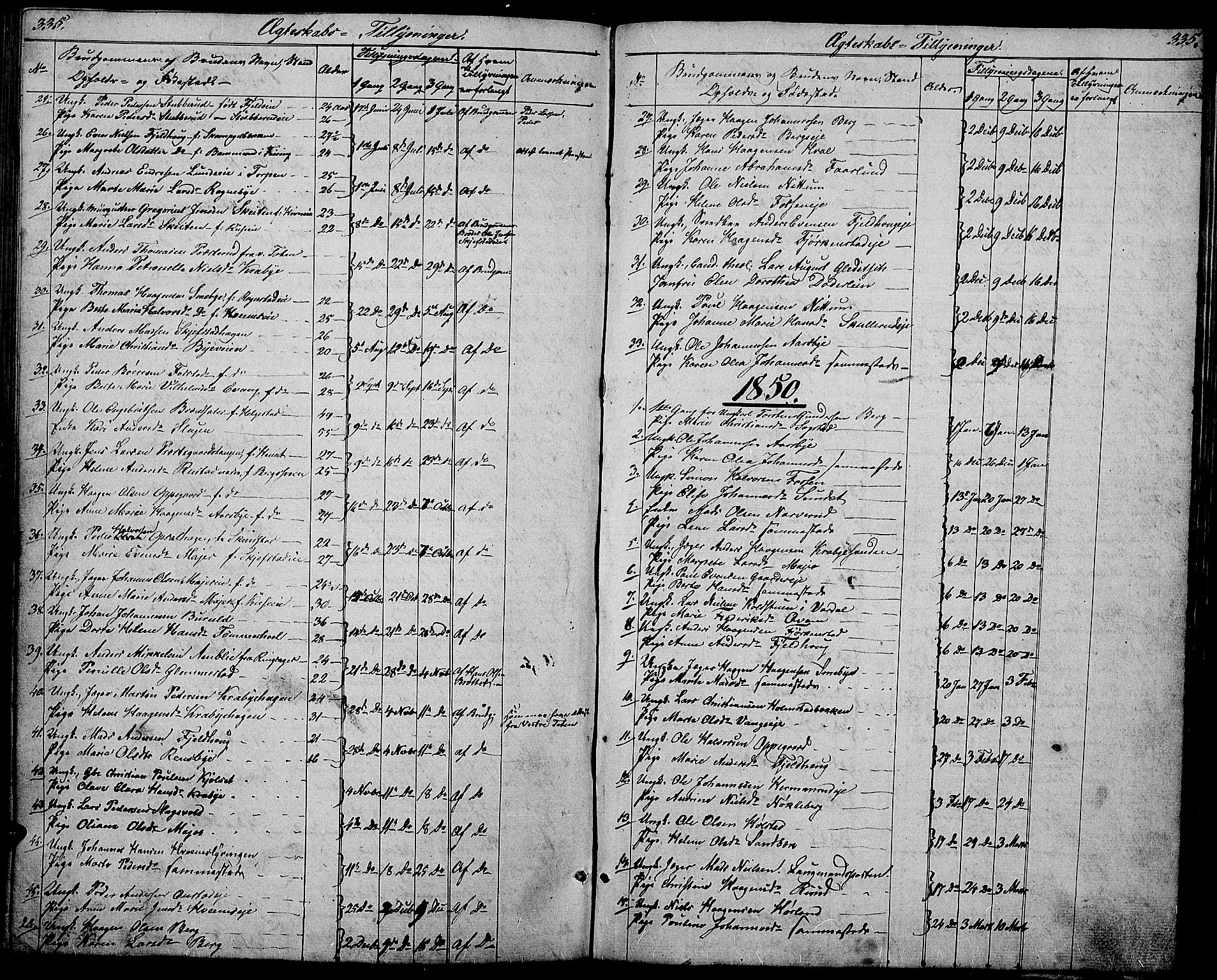 Østre Toten prestekontor, SAH/PREST-104/H/Ha/Hab/L0003: Parish register (copy) no. 3, 1848-1857, p. 335