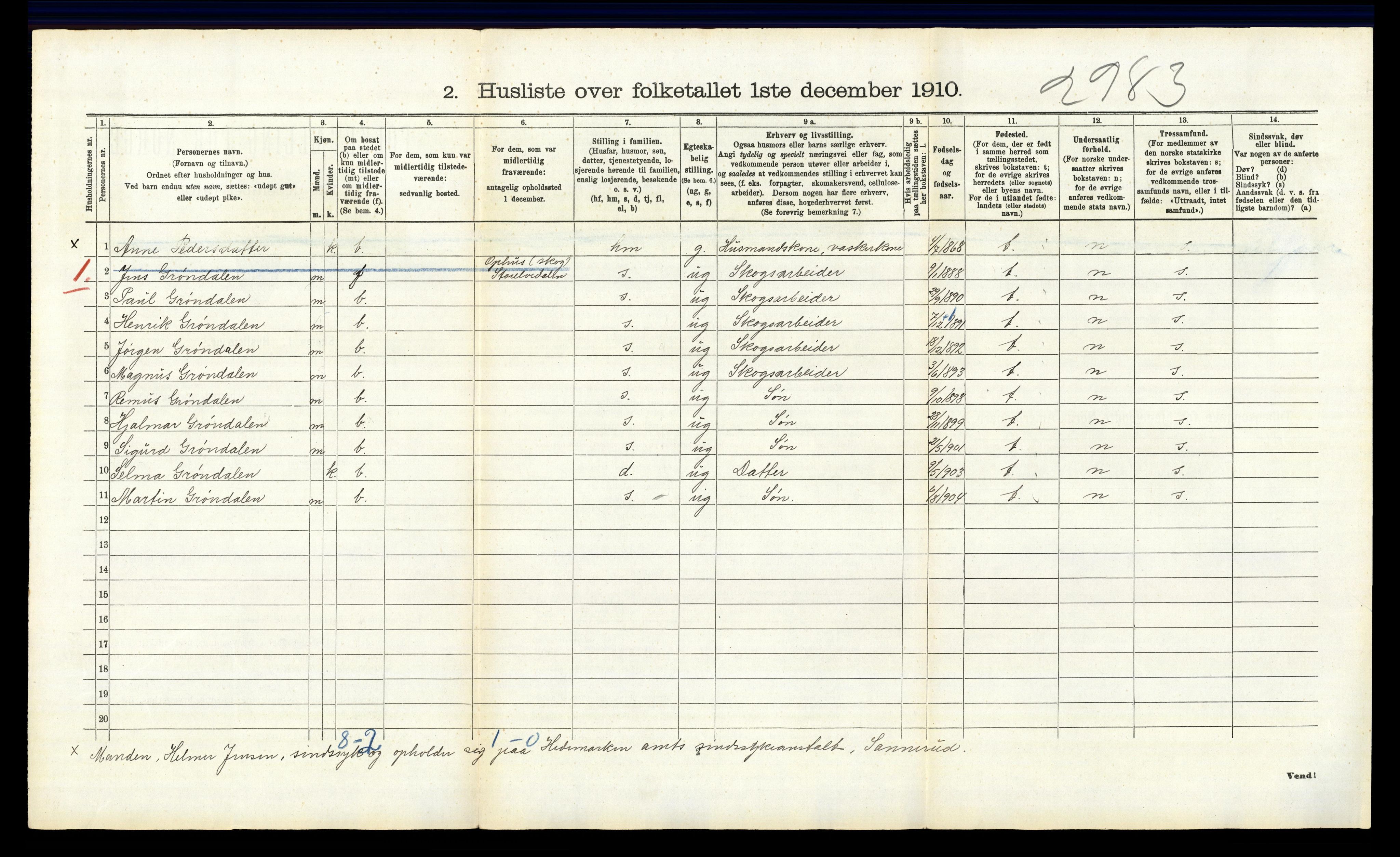 RA, 1910 census for Stor-Elvdal, 1910, p. 242