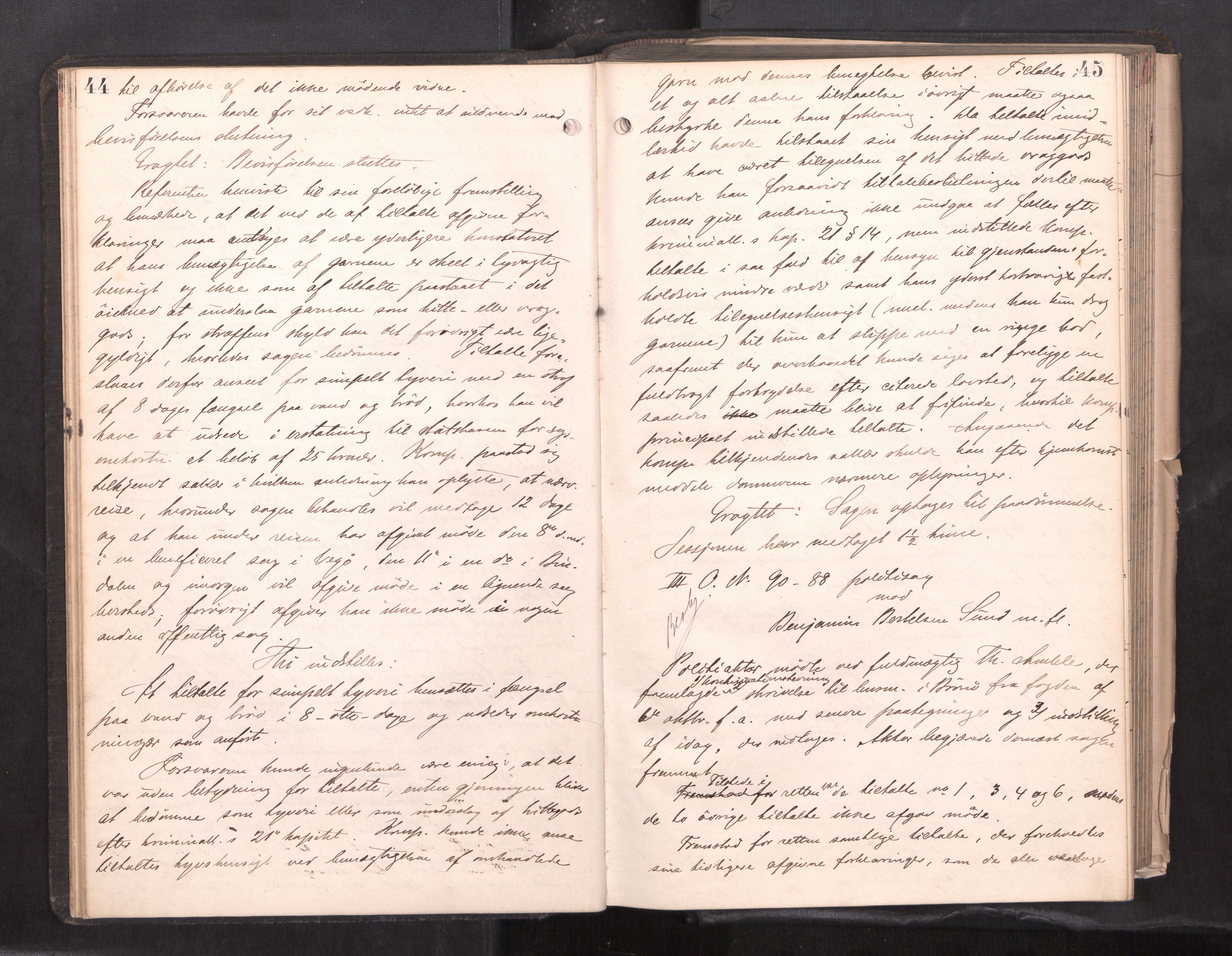 Søndre Helgeland sorenskriveri, AV/SAT-A-4575/1/1/1B/1Ba/L0018: ekstrarettsprotokoll, 1889-1893, p. 44-45
