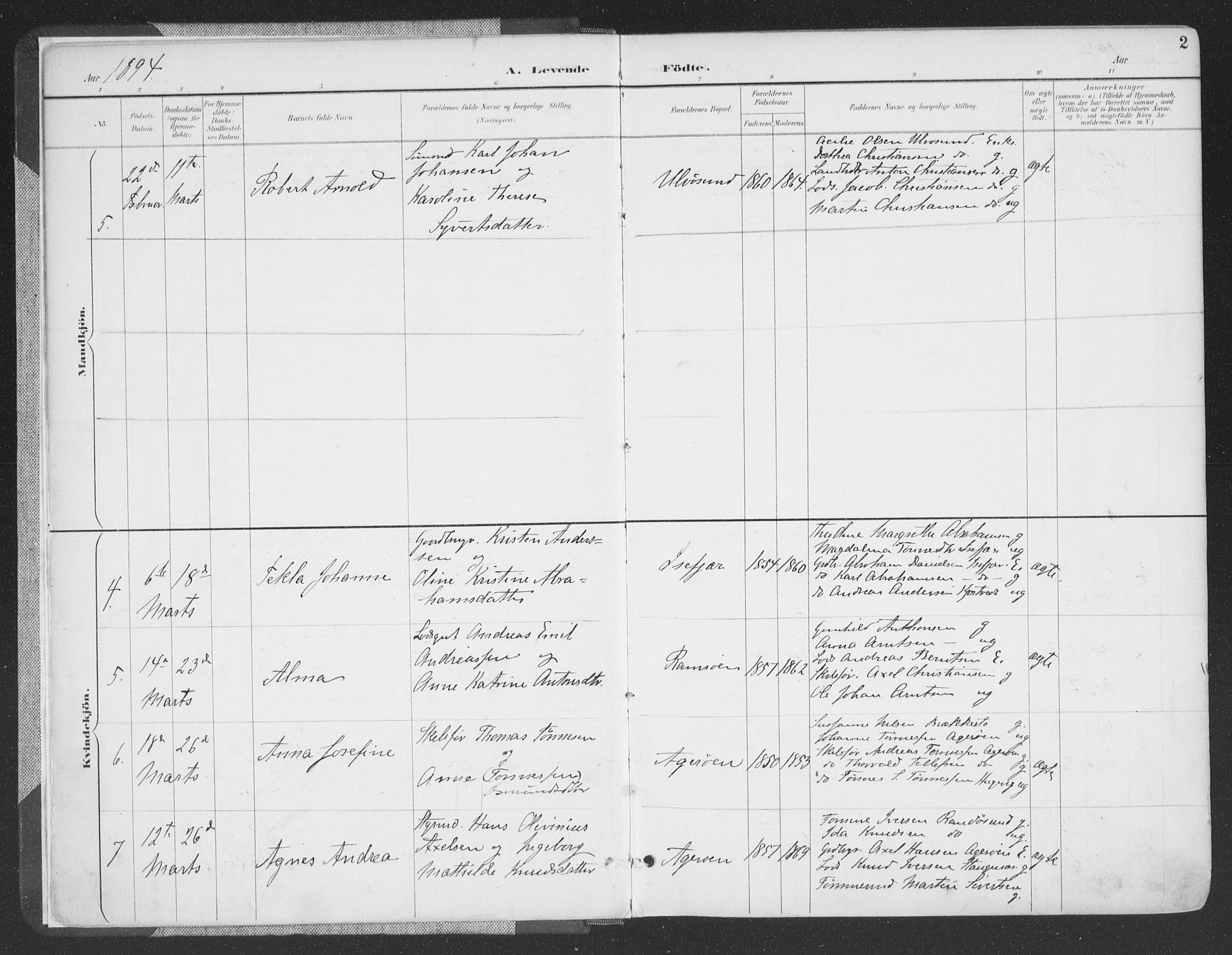 Høvåg sokneprestkontor, AV/SAK-1111-0025/F/Fa/L0006: Parish register (official) no. A 6, 1894-1923, p. 2