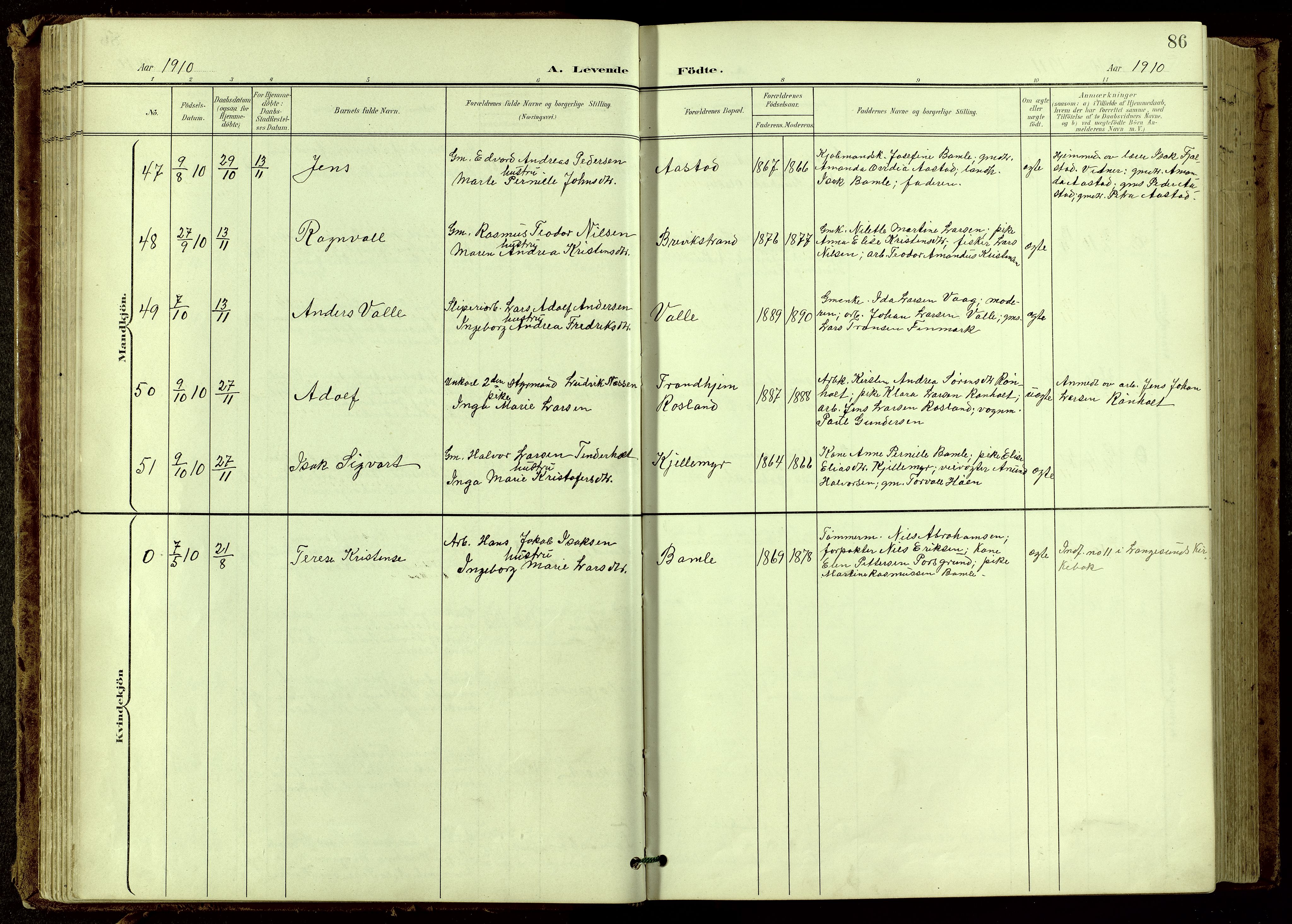 Bamble kirkebøker, SAKO/A-253/G/Ga/L0010: Parish register (copy) no. I 10, 1901-1919, p. 86