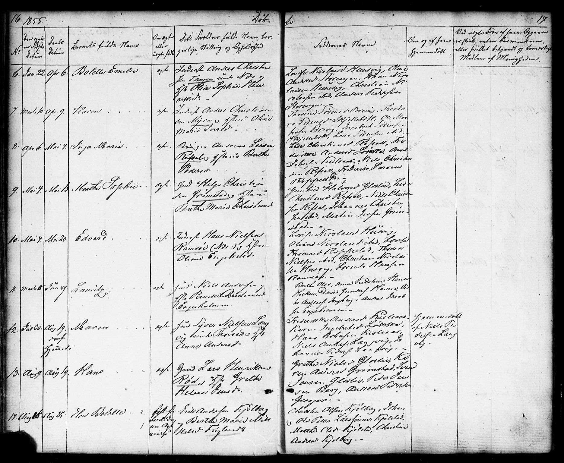 Borge prestekontor Kirkebøker, AV/SAO-A-10903/F/Fb/L0002: Parish register (official) no. II 2, 1853-1877, p. 16-17