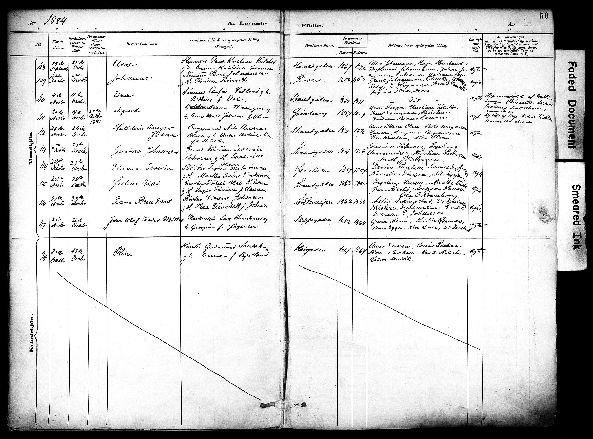 Haugesund sokneprestkontor, AV/SAST-A -101863/H/Ha/Haa/L0006: Parish register (official) no. A 6, 1891-1907, p. 50