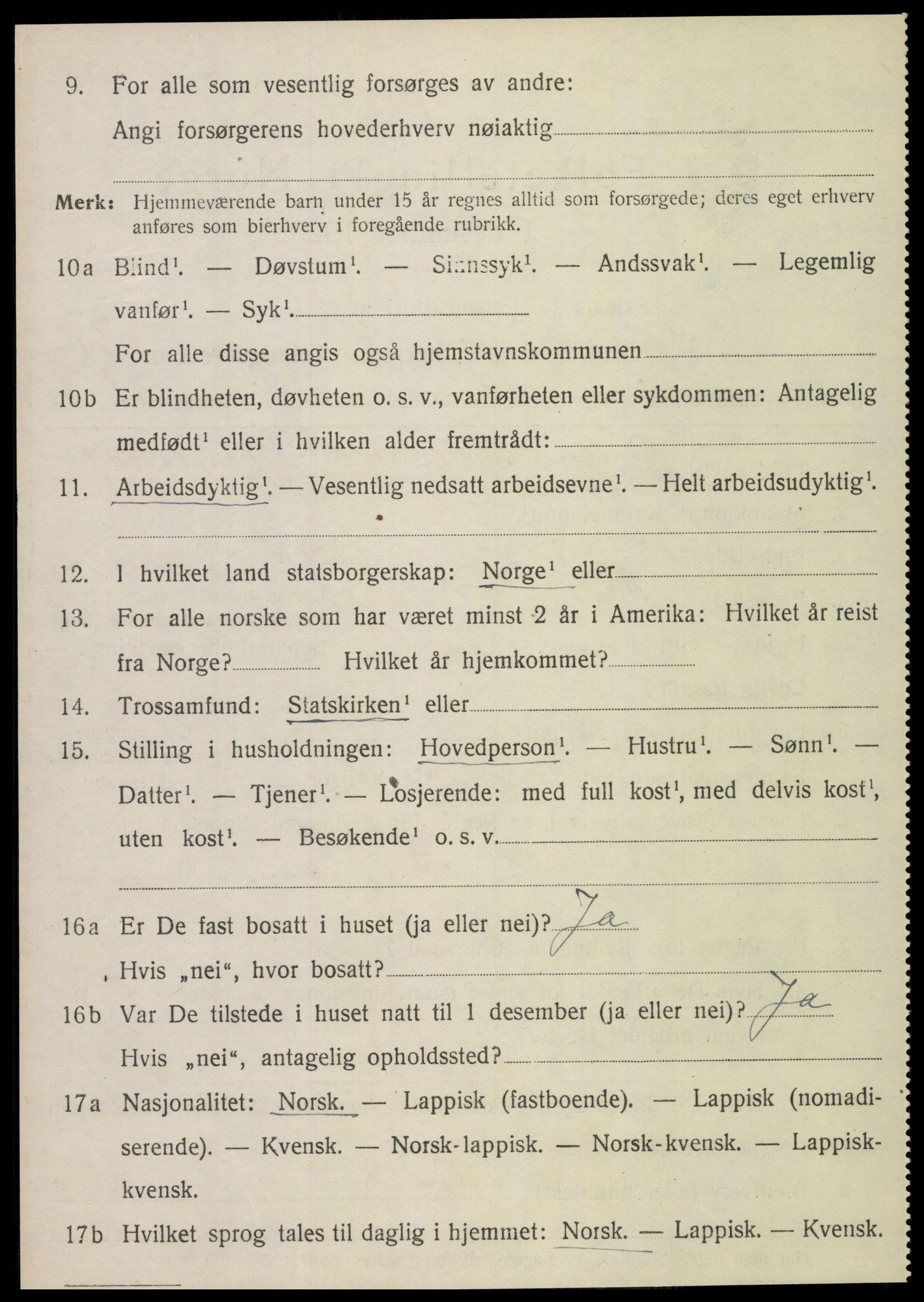 SAT, 1920 census for Sparbu, 1920, p. 4960