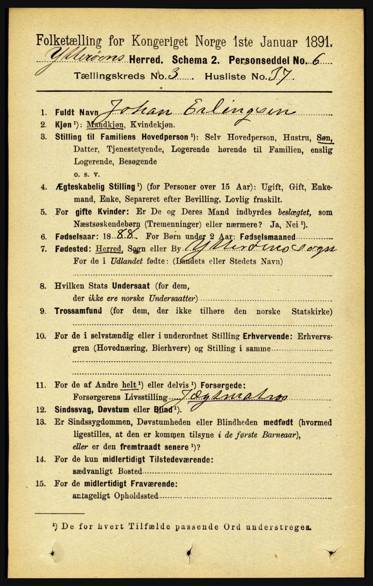 RA, 1891 census for 1722 Ytterøy, 1891, p. 1475