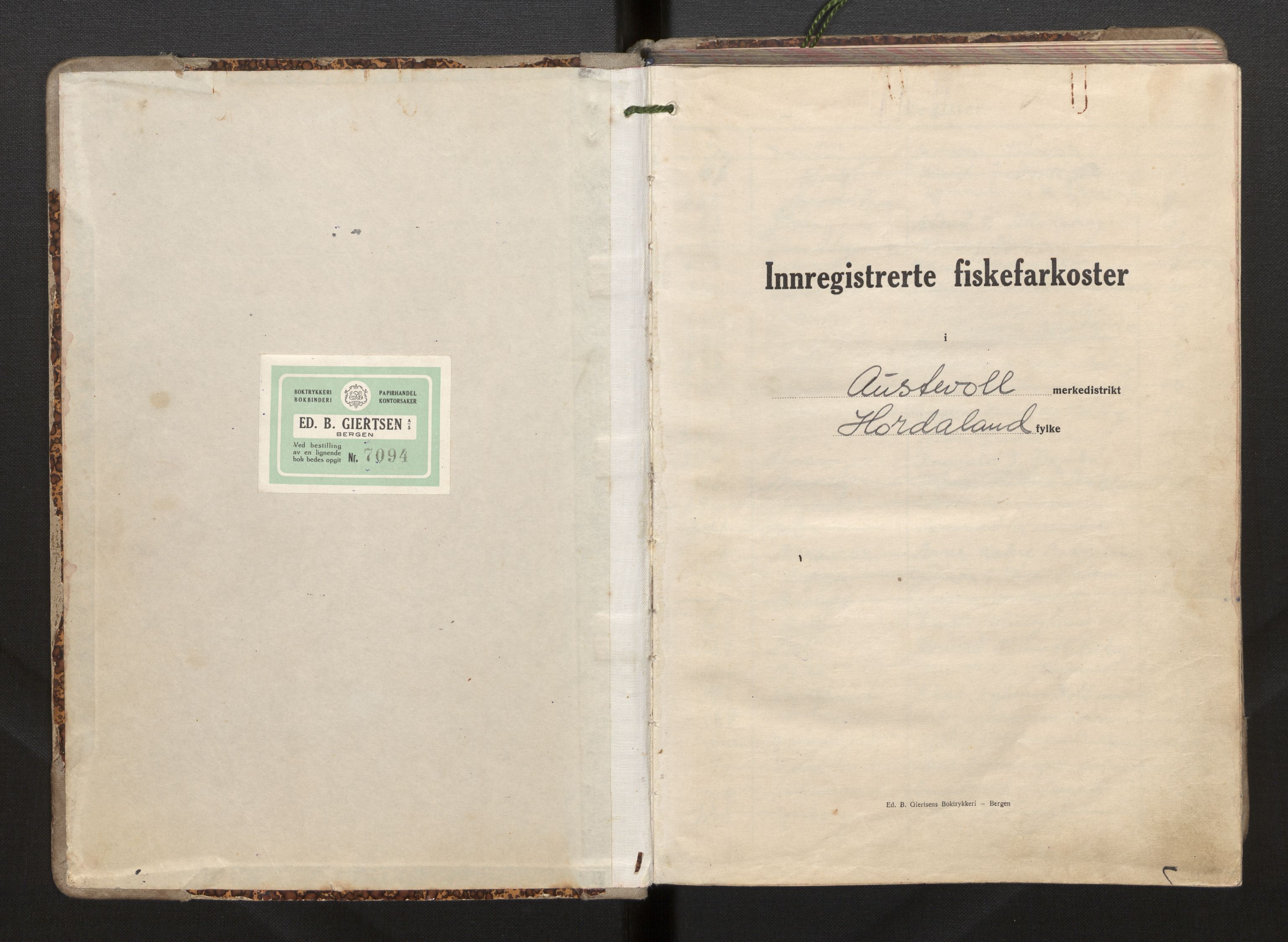 Fiskeridirektoratet - 1 Adm. ledelse - 13 Båtkontoret, AV/SAB-A-2003/I/Ia/Iah/L0010: 135.0804/4 Merkeprotokoll - Austevoll, 1946-1956